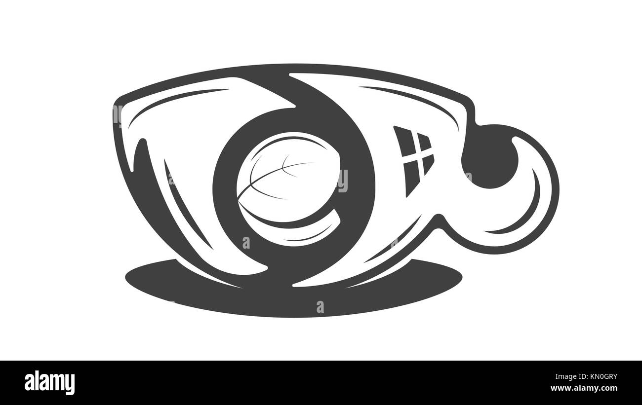 Schriftzug Logo Tee mit Minze in Schale schwarz weiß Silhouette. Vector Illustration. Stock Vektor