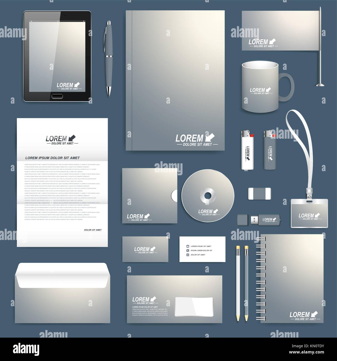 Leer Von Vektor Corporate Identity Vorlage Modernes Design Prasentation Broschure Faltblatt Umschlag Karte Badge Schale Tablet Pc Kugelschreiber Bleistift Schreibwaren Sauber Mock Up Stock Vektorgrafik Alamy