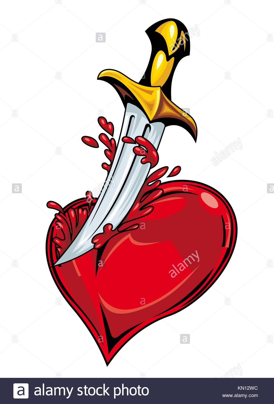 Herz mit Schwert und Blut für Tattoo Design Stockfoto, Bild: 167825320