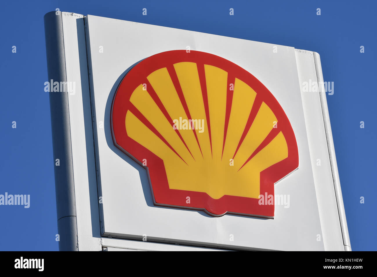 Shell Gas Station anmelden und Logo in Ferndale, Washington, USA. Stockfoto
