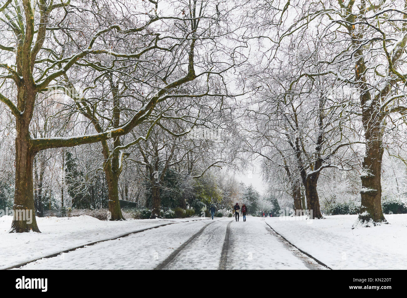 Eine verschneite Finsbury Park North London im Dezember: Richard Barnes/Alamy leben Nachrichten Stockfoto