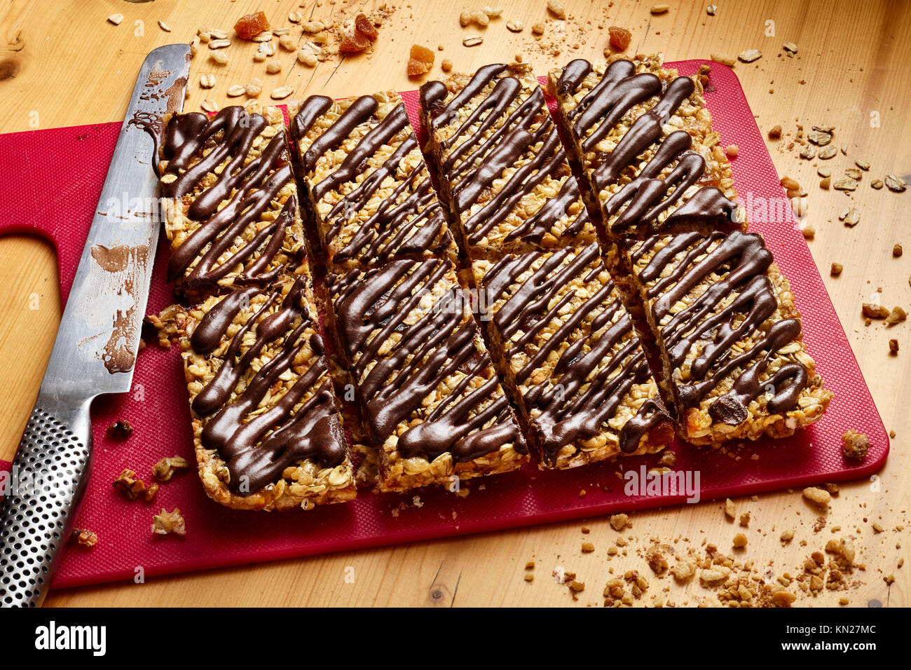 Schokolade Mandel Granola Bars Stockfoto