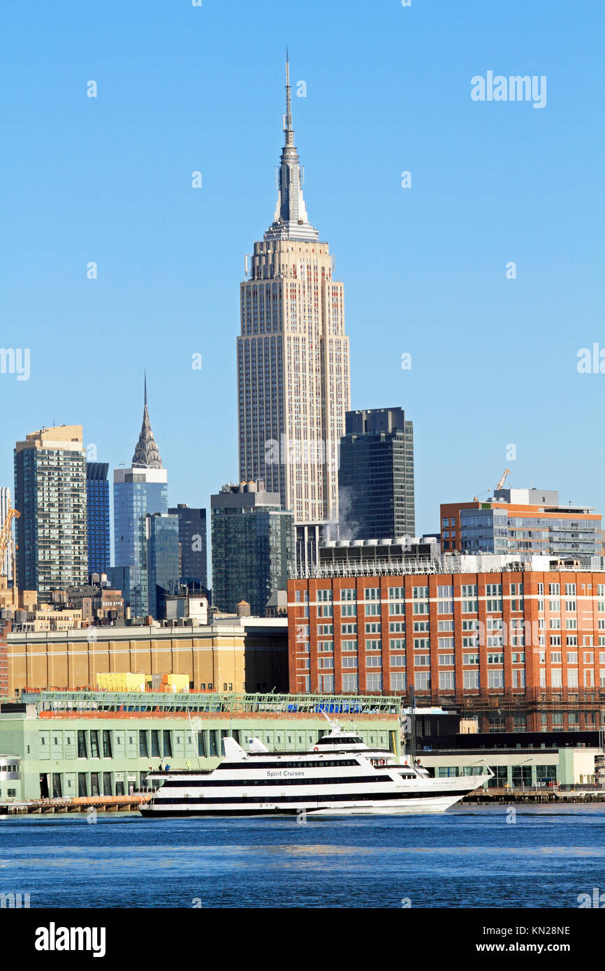 Das Empire State Building aus Sicht von Weehauken NJ, USA Stockfoto
