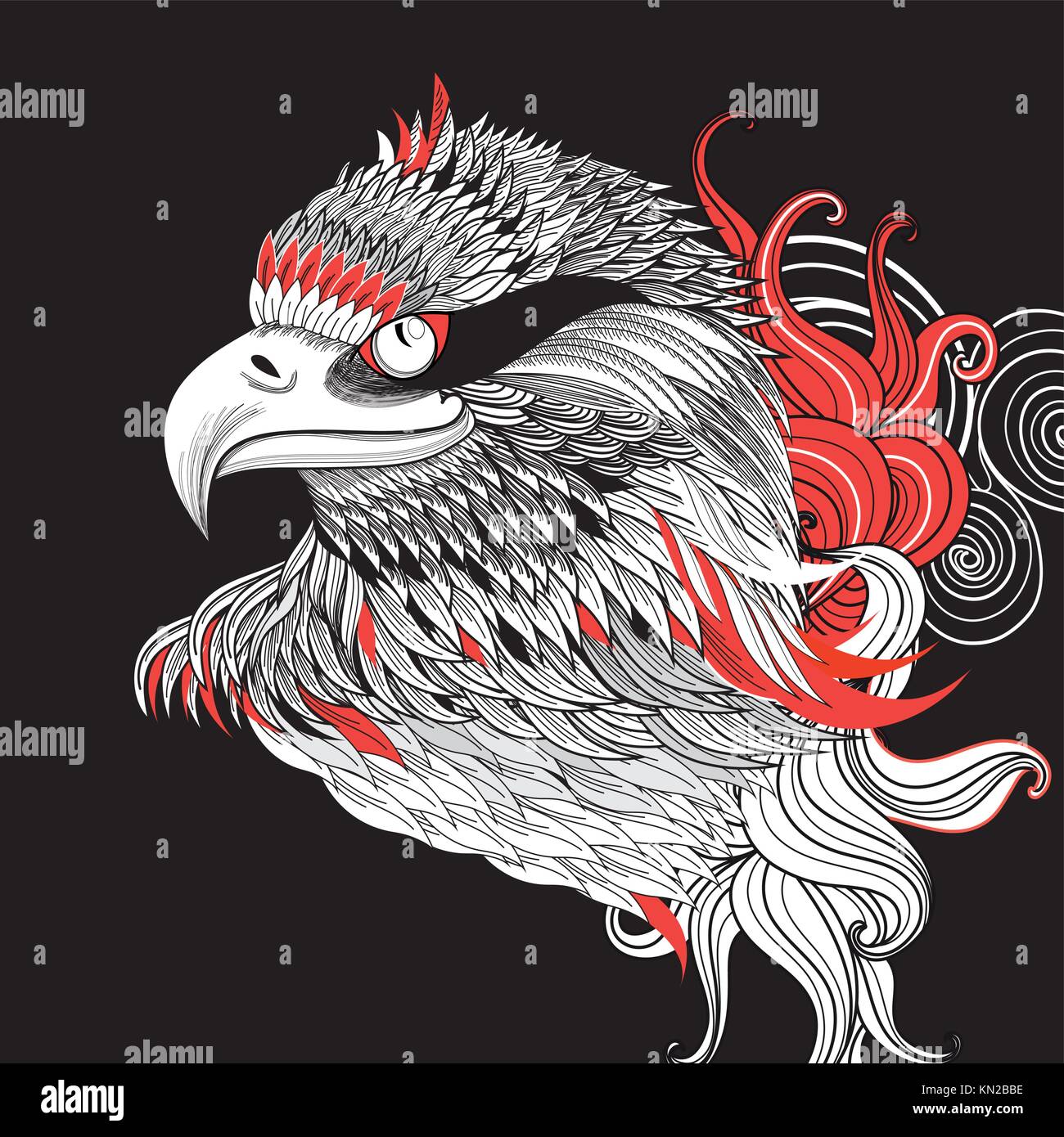 Grafik schöne Portrait von einem Adler auf einem dunklen Hintergrund Stock Vektor