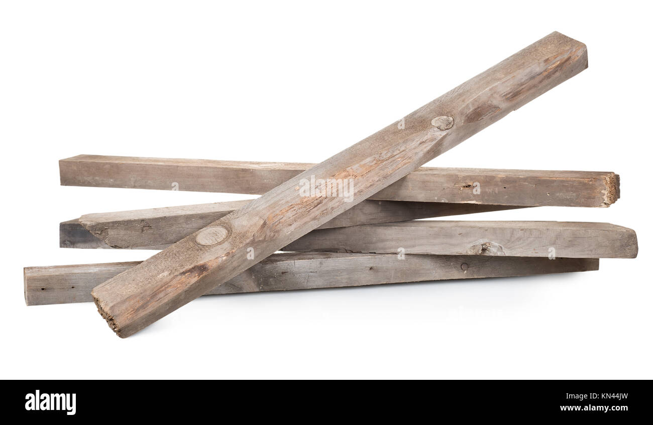 Holz deck Material auf weißem Hintergrund. Stockfoto