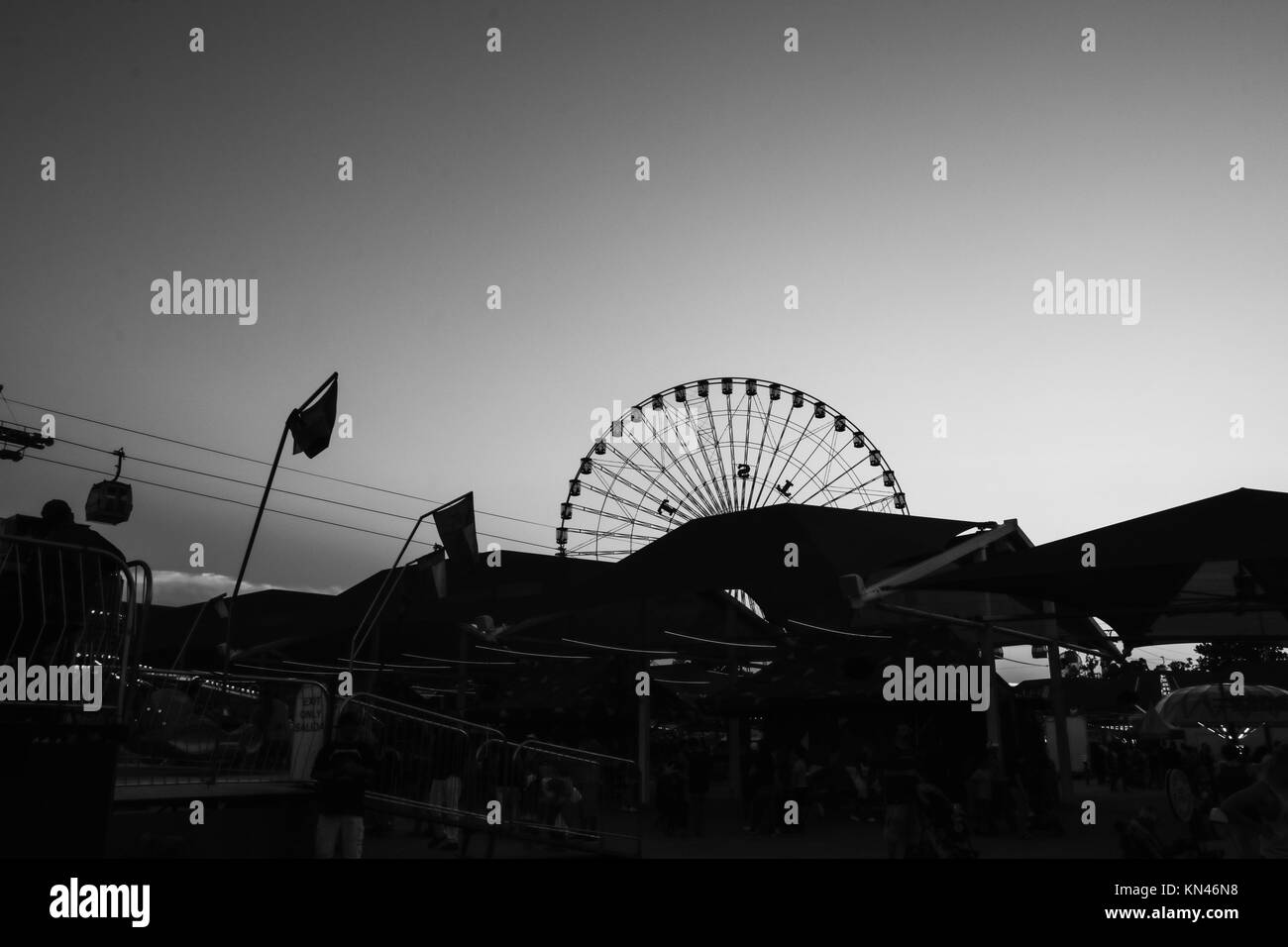 Schwarz-Weiß Texas Star Ferris Wheel Stockfoto