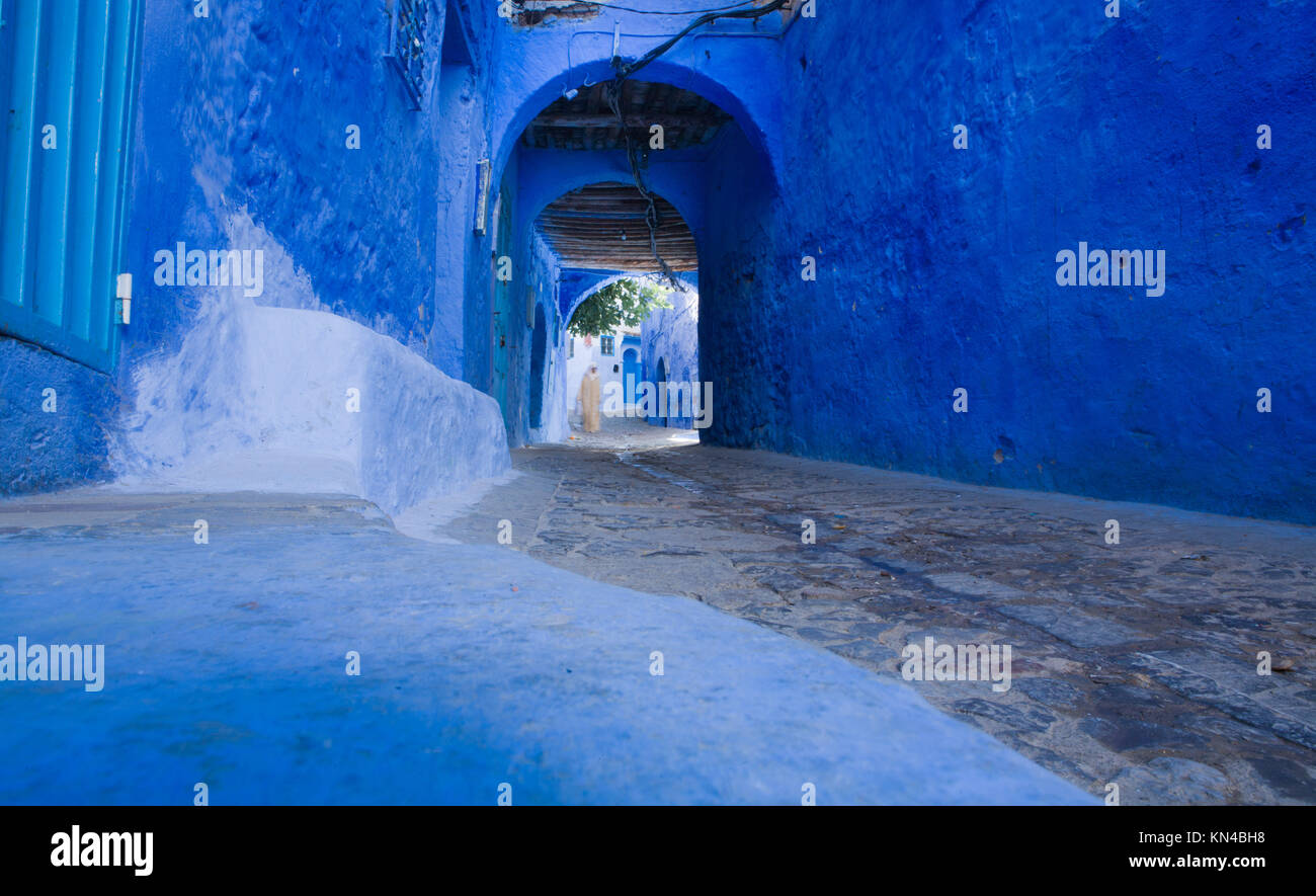Nicht erkennbare Eingeborenen auf traditionelle marokkanische architektonischen Details in Tanger, Marokko, Afrika. Stockfoto