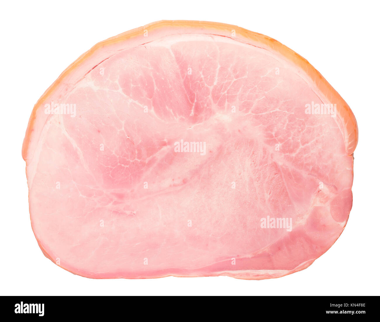 Lecker lecker Schweinefleisch Schinken Slice auf weißem Hintergrund Stockfoto