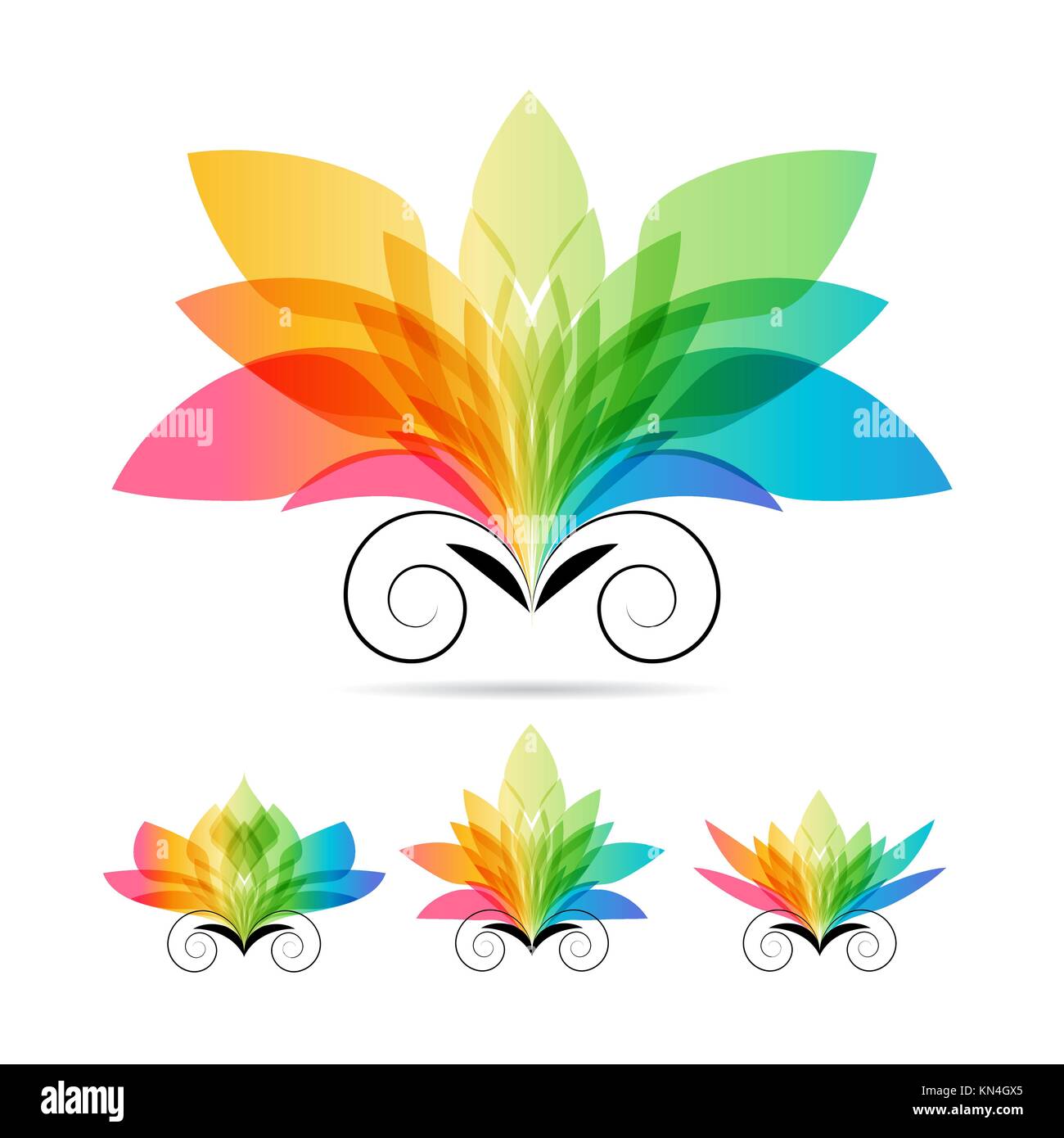 Set Art Farbe Blumen auf weißem Hintergrund Stock Vektor