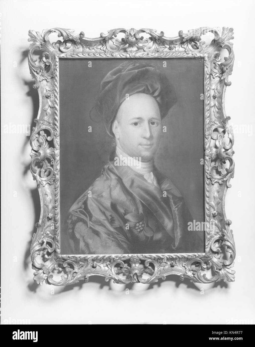 Ein Porträt von Ebenezer Storer, das eine amerikanische historische Figur aus dem 18. Jahrhundert darstellt. Das Kunstwerk zeigt detaillierte Pinselarbeiten, realistische Ähnlichkeiten und einen zeitspezifischen Porträtstil, der die künstlerische Technik und kulturelle Darstellung der Epoche hervorhebt. Stockfoto