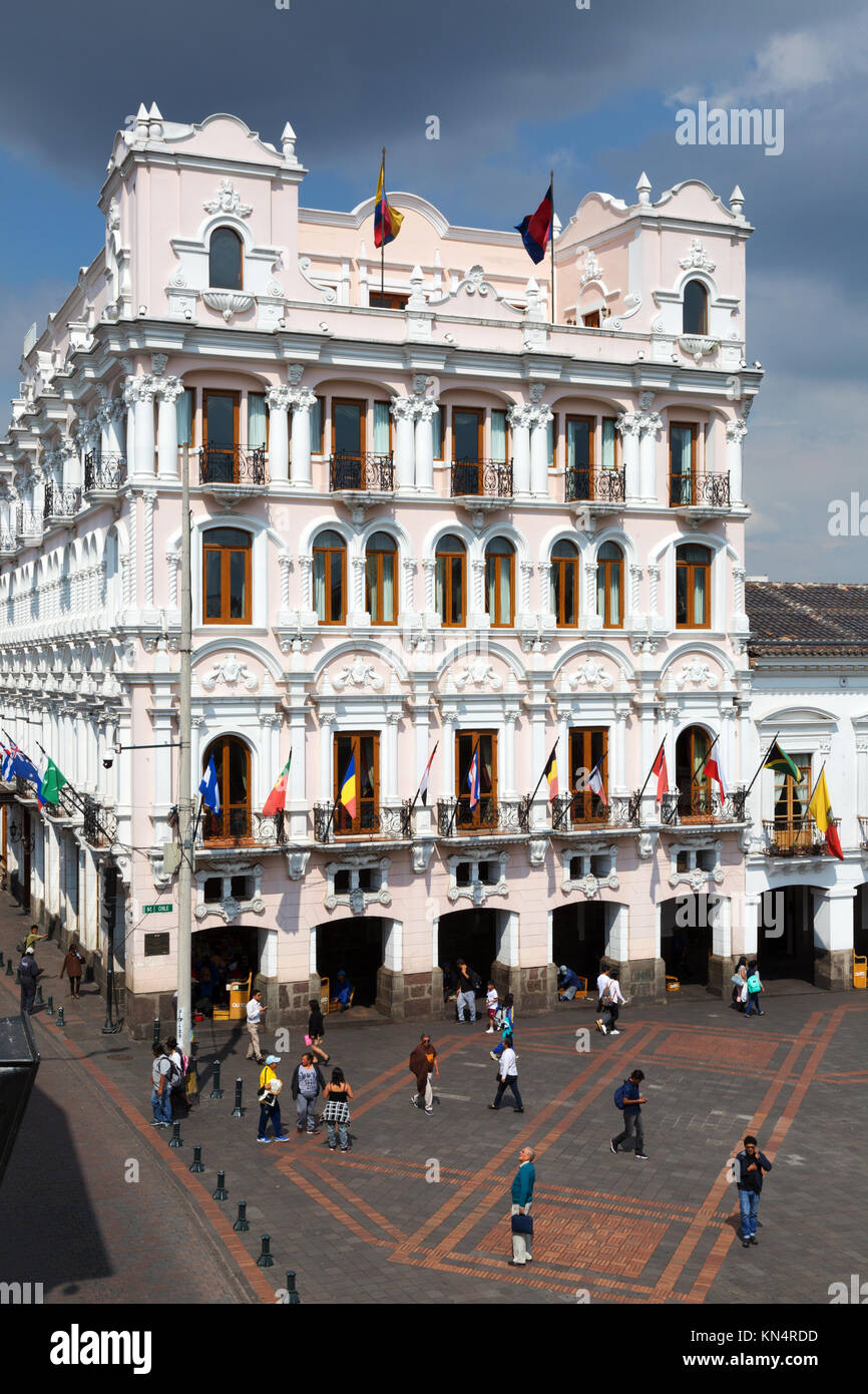 Hotel Plaza Grande, in der Plaza Grande (Platz der Unabhängigkeit), Quito, Ecuador Südamerika Stockfoto