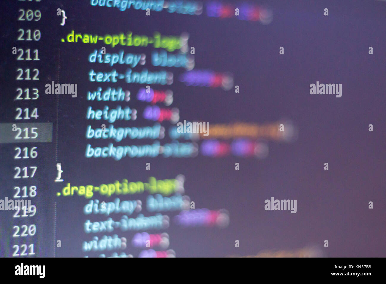 CSS-Code. Computer Quellcode. Abstrakte Bild der Web Developer. Die digitale Technologie moderne Hintergrund. Flache Tiefenschärfe Stockfoto