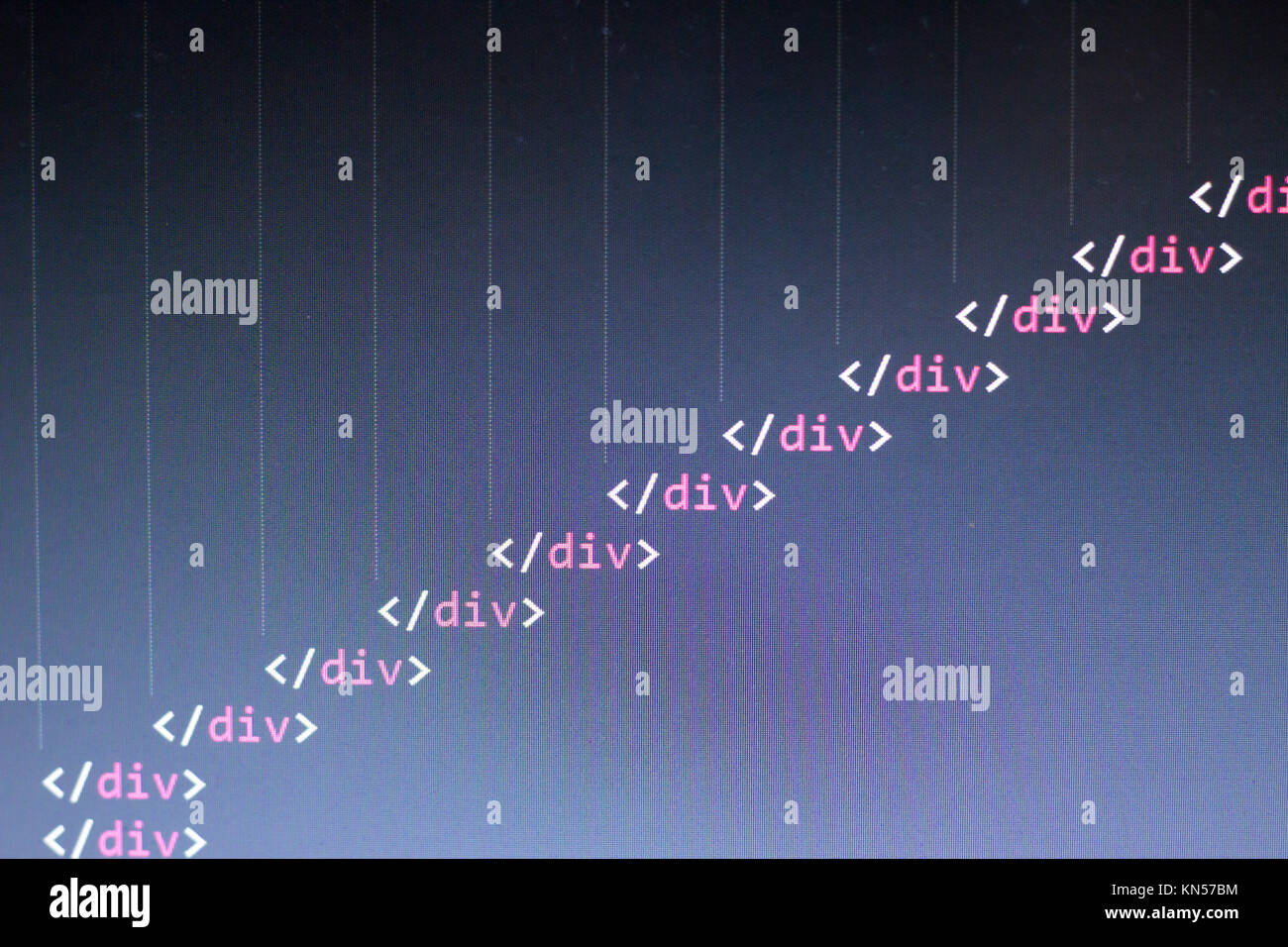 HTML Code. Computer Quellcode. Abstrakte Bild der Web Developer. Die digitale Technologie moderne Hintergrund. Flache Tiefenschärfe Stockfoto