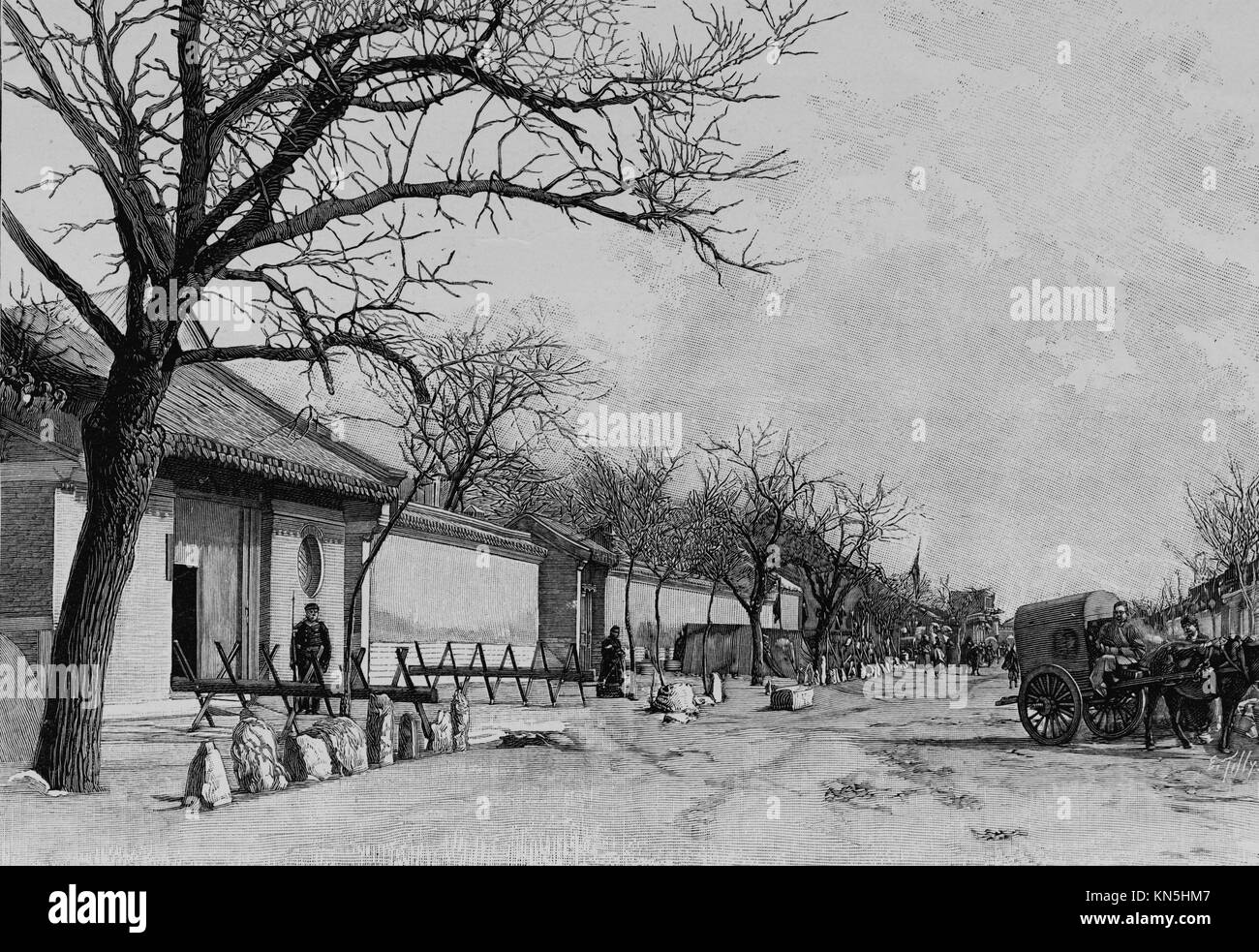 Peking 1900, französische Gesandtschaft vor der Boxeraufstand, Bild aus der französischen Wochenzeitung l'Illustration, 7. Juli 1900 Stockfoto