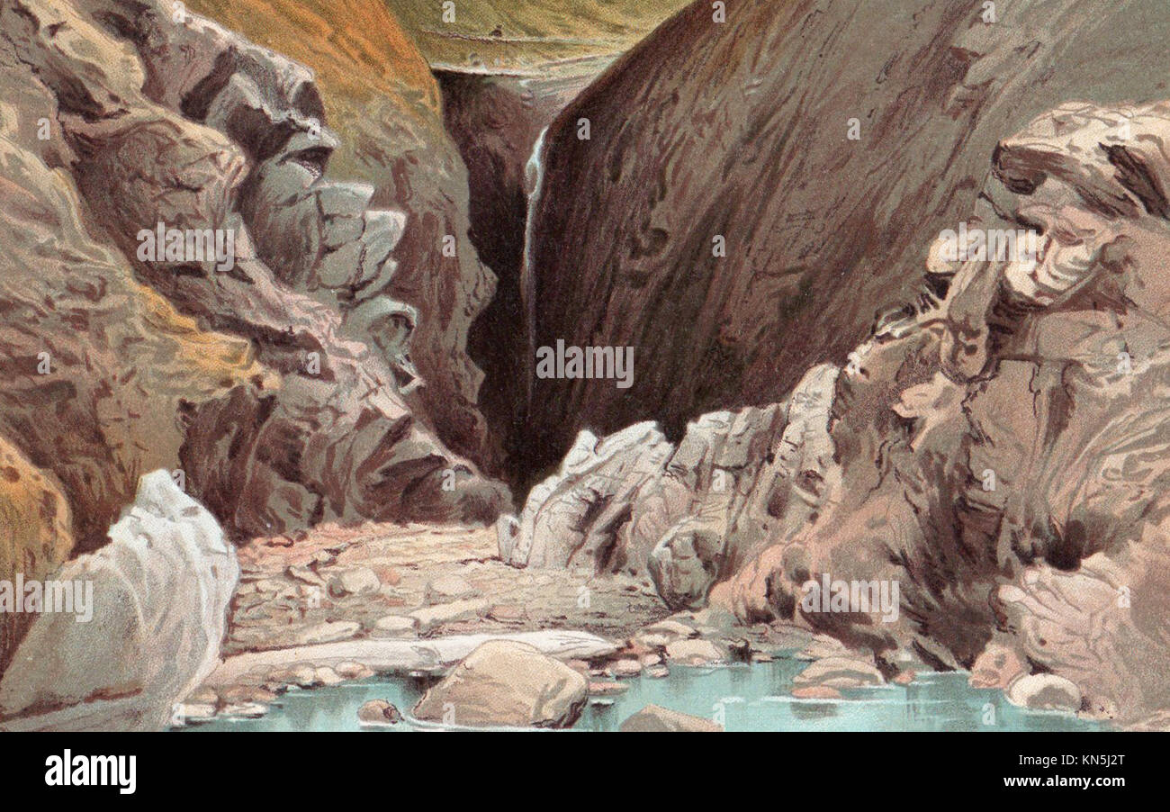 Wasserfall Höhle, Plemont, Jersey, Channel Islands, viktorianischen Abbildung Stockfoto