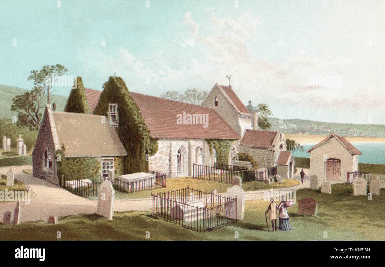 St. Brelades Kirche, Jersey, Channel Islands, viktorianischen Abbildung Stockfoto