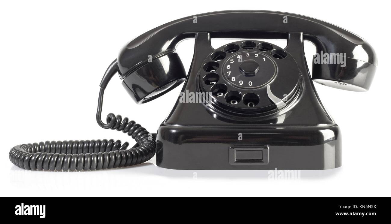 Alte Rotary Telefon isoliert auf weißem Hintergrund. Stockfoto