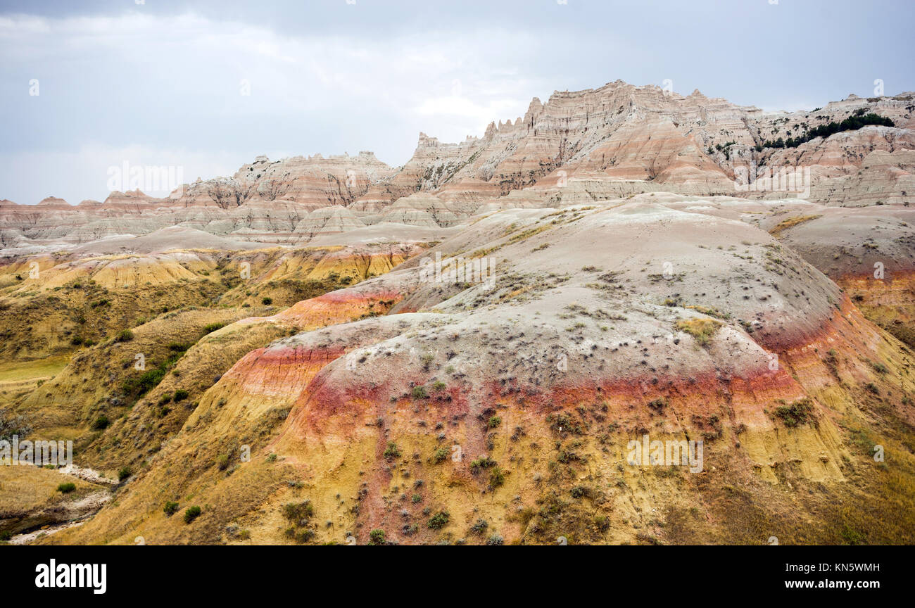 Bunte Geologie in den Badlands der oberen Mittleren Westen der Vereinigten Staaten von Nordamerika Stockfoto