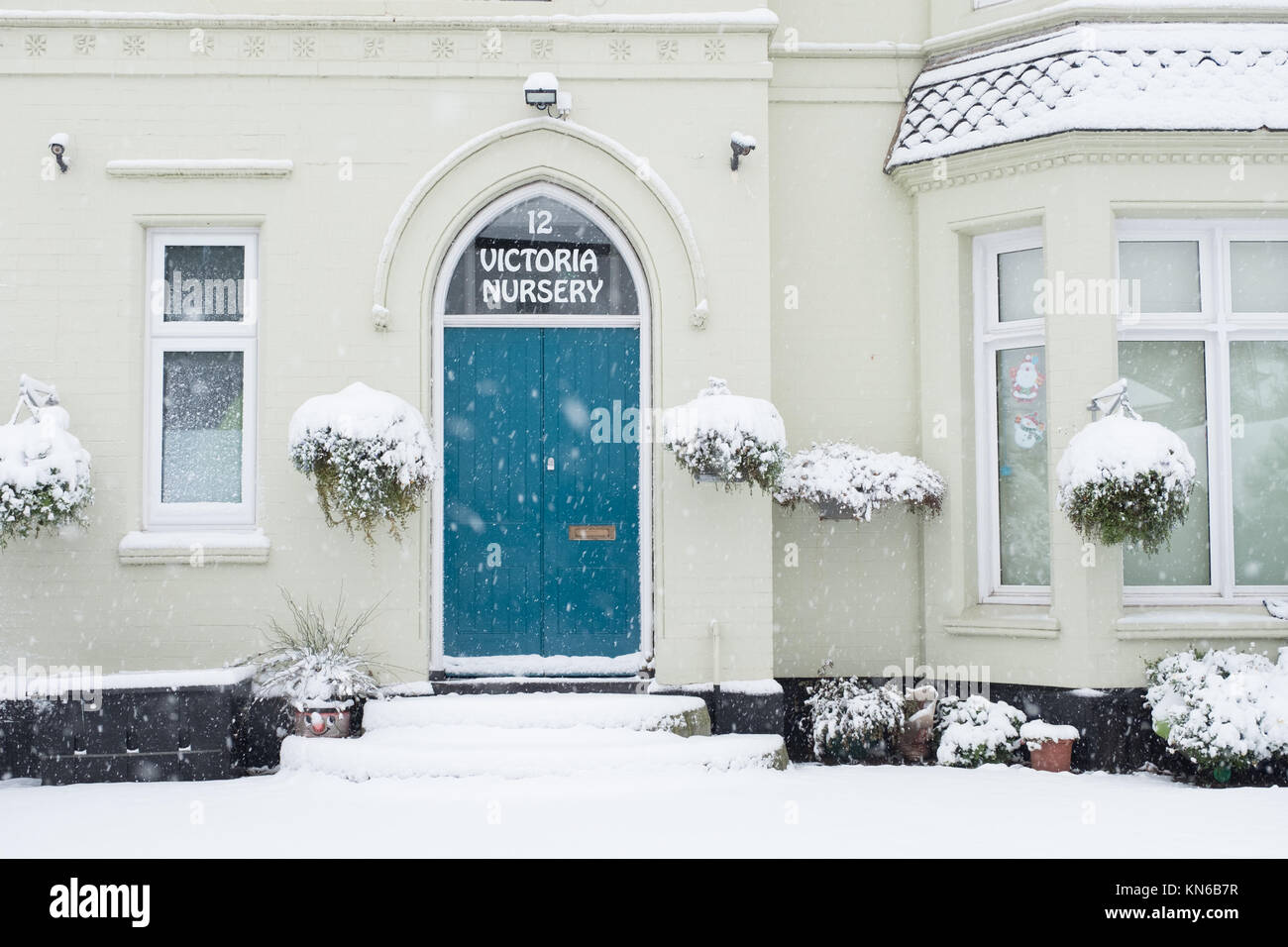 Victoria-baumschule Harborne im Schnee Stockfoto