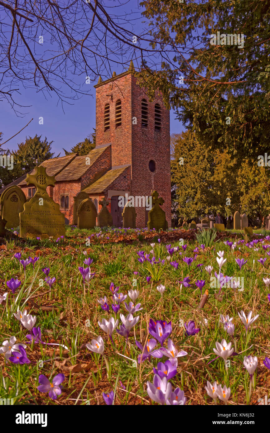 St. Werburgh Kirche, Warburton, Cheshire. Stockfoto