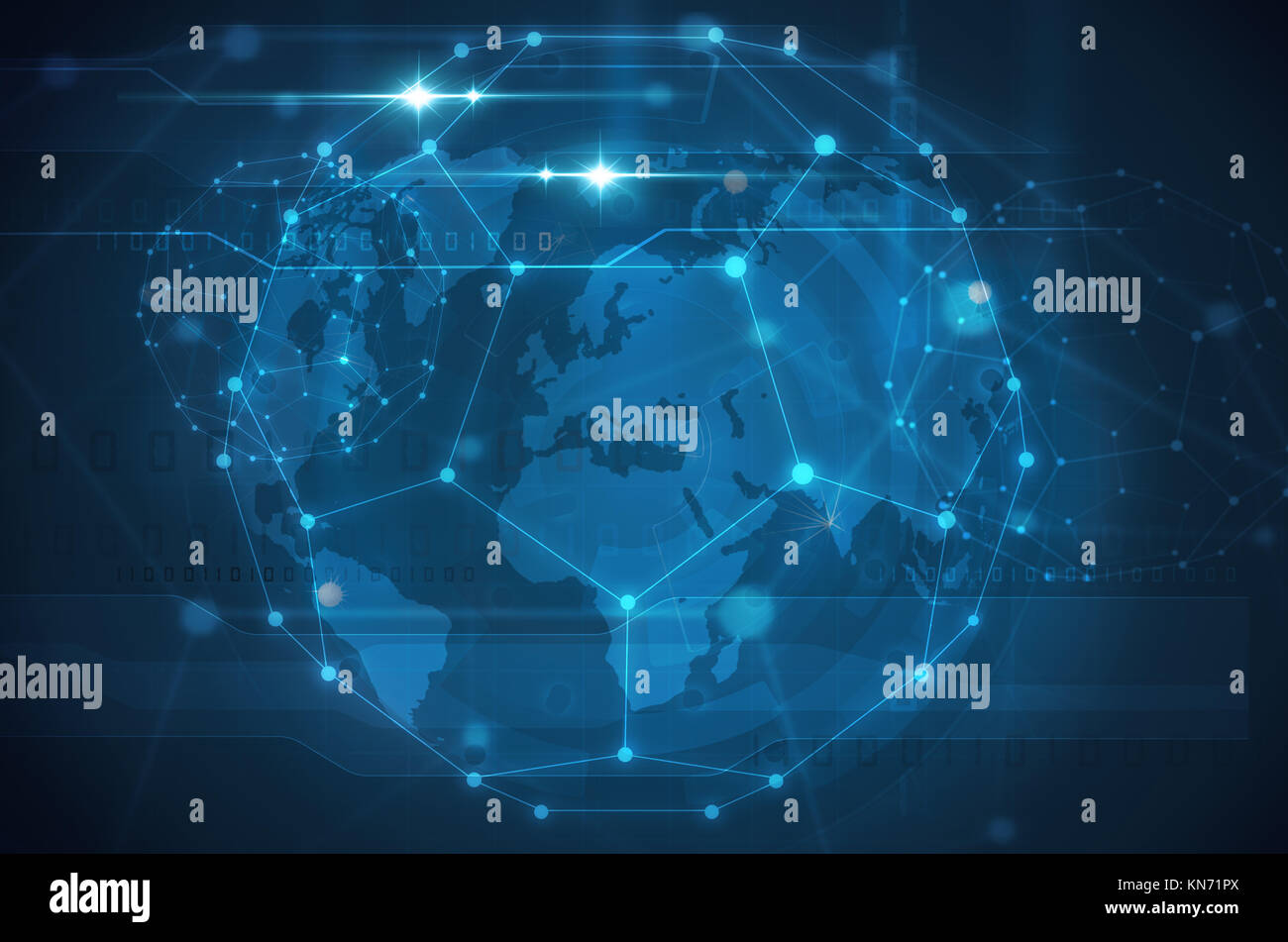 Abstrakt Blau Hintergrund mit Weltkarte Stockfoto