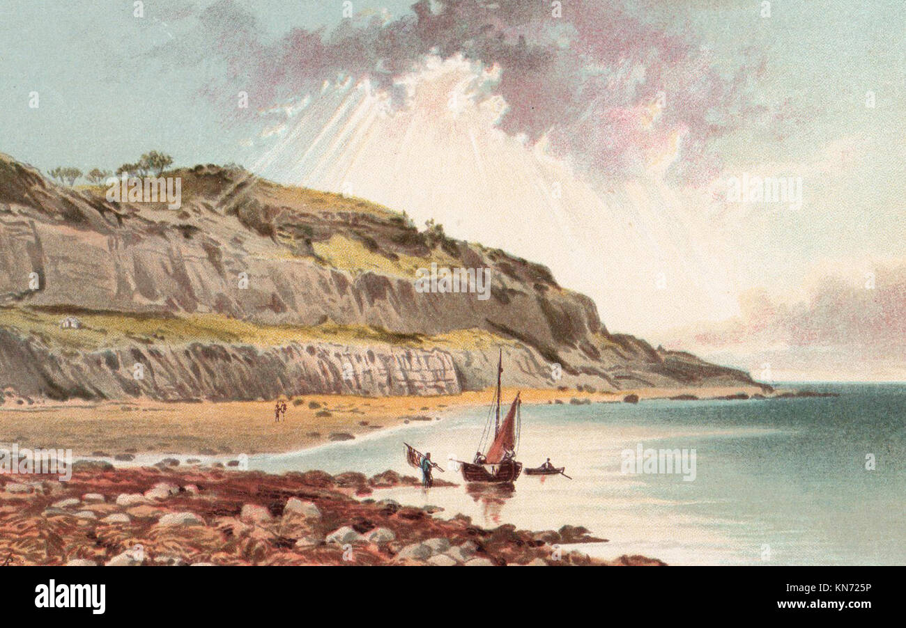 Luccombe Bay, Isle of Wight, viktorianischen Abbildung Stockfoto