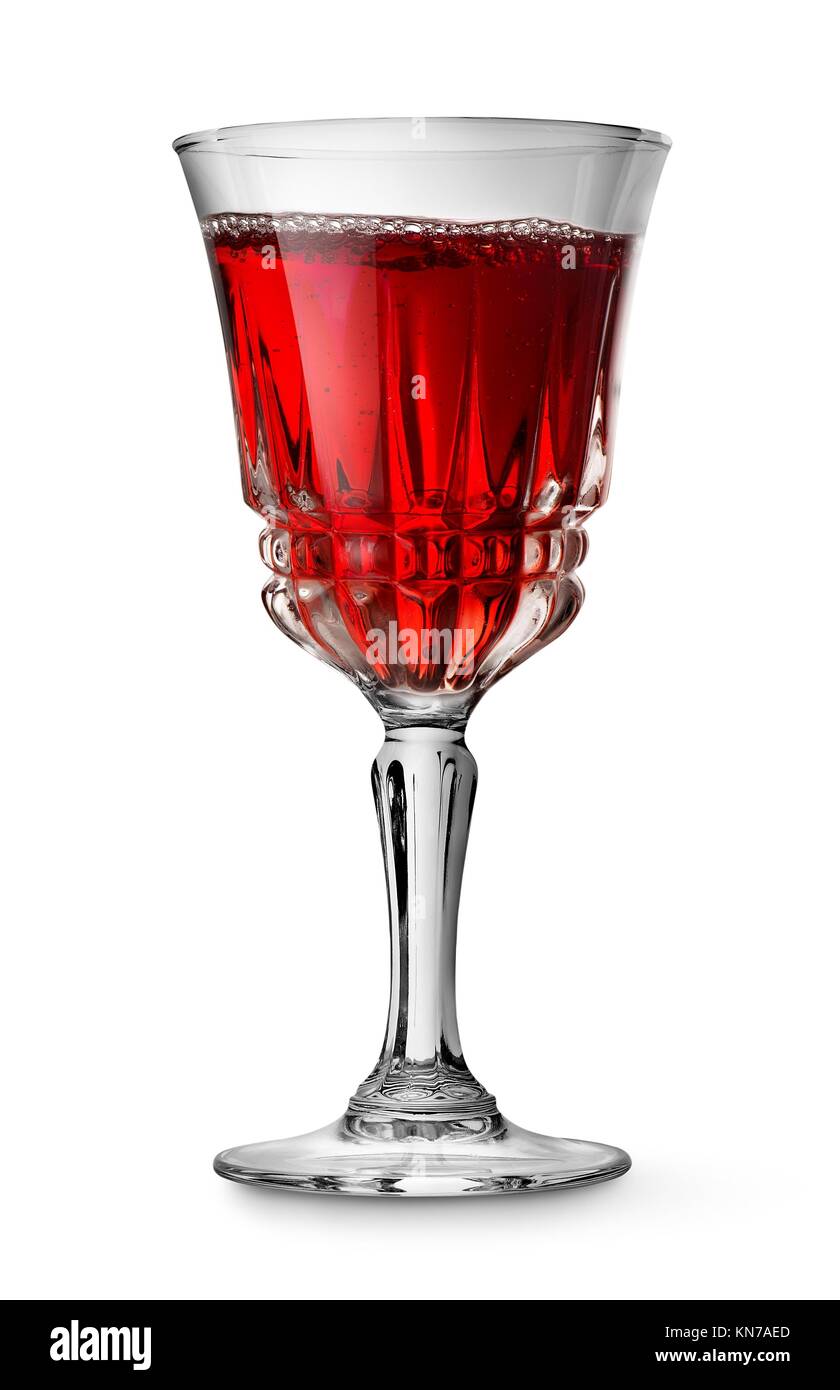Glas Rotwein isoliert auf weißem Hintergrund. Stockfoto