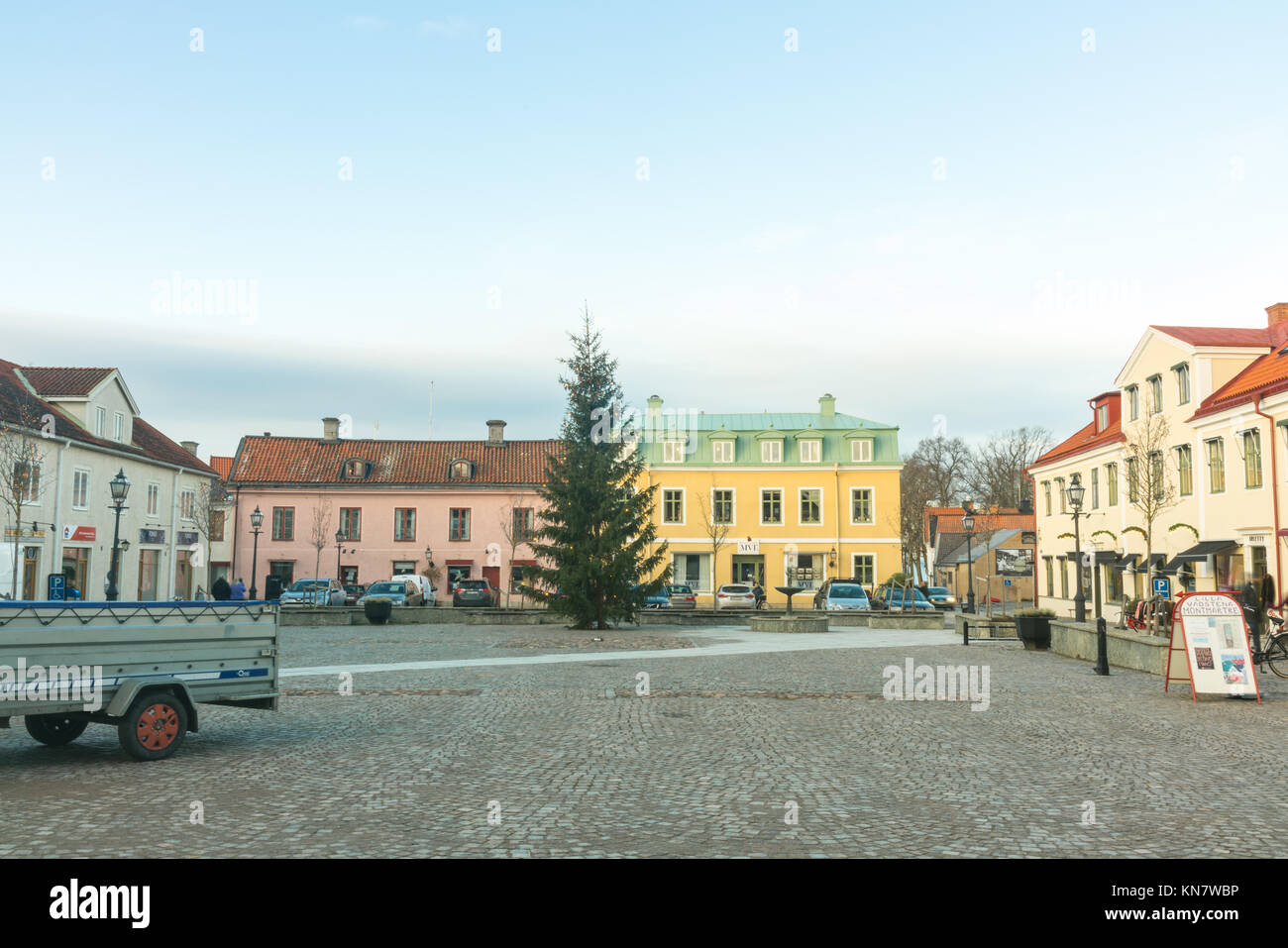 Vadstena, Schweden - 9. Dezember 2017: Street Bilder der Stadt Vadstena Stockfoto