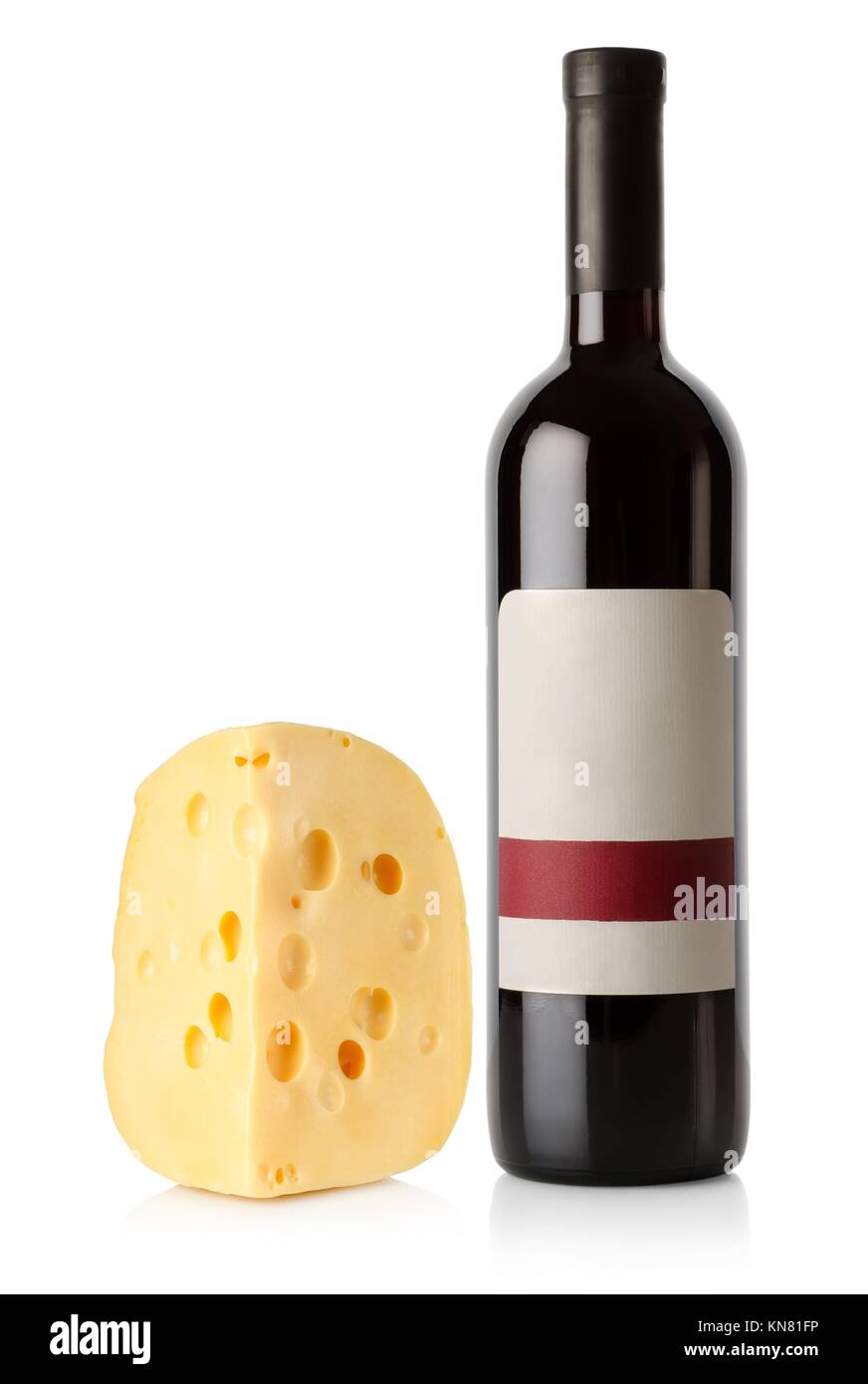 Flasche Wein und Holländischen Käse auf einem weißen Hintergrund  Stockfotografie - Alamy