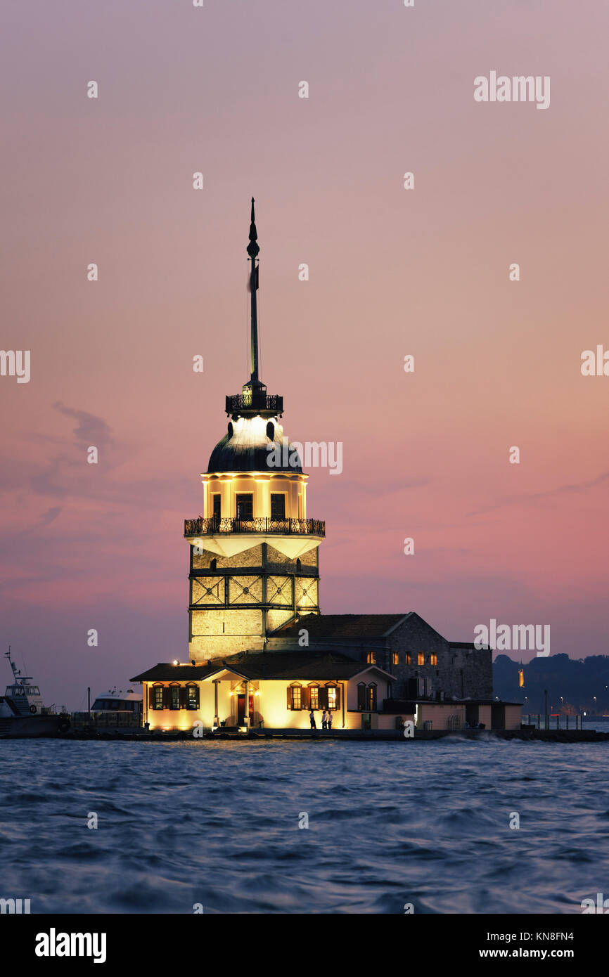 Kis Kulesi Turm, Sonnenuntergang, Istanbul, Türkei, Europa, Stockfoto