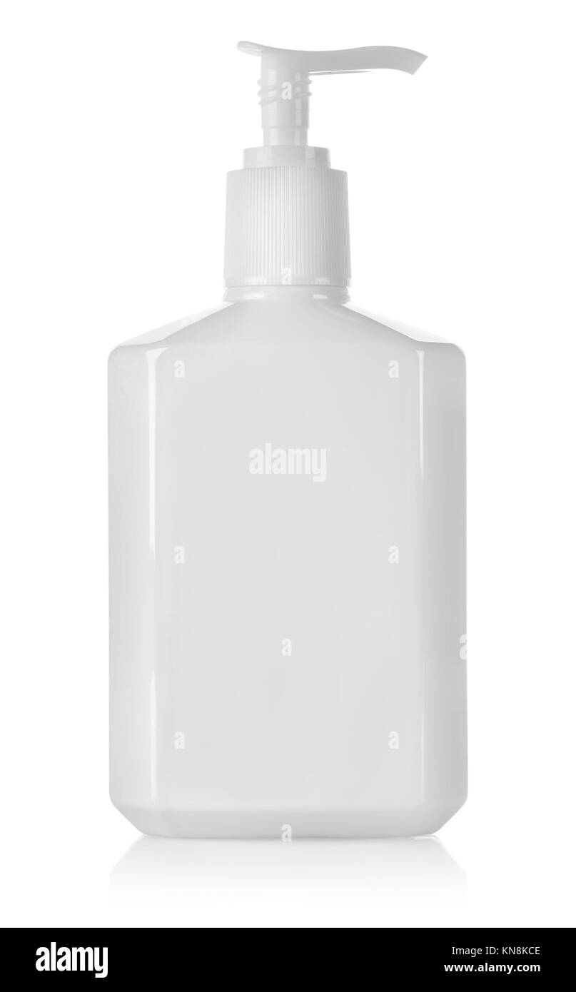 Weißen Behälter mit Spray ohne eine Kennzeichnung auf einem weißen Hintergrund. Stockfoto