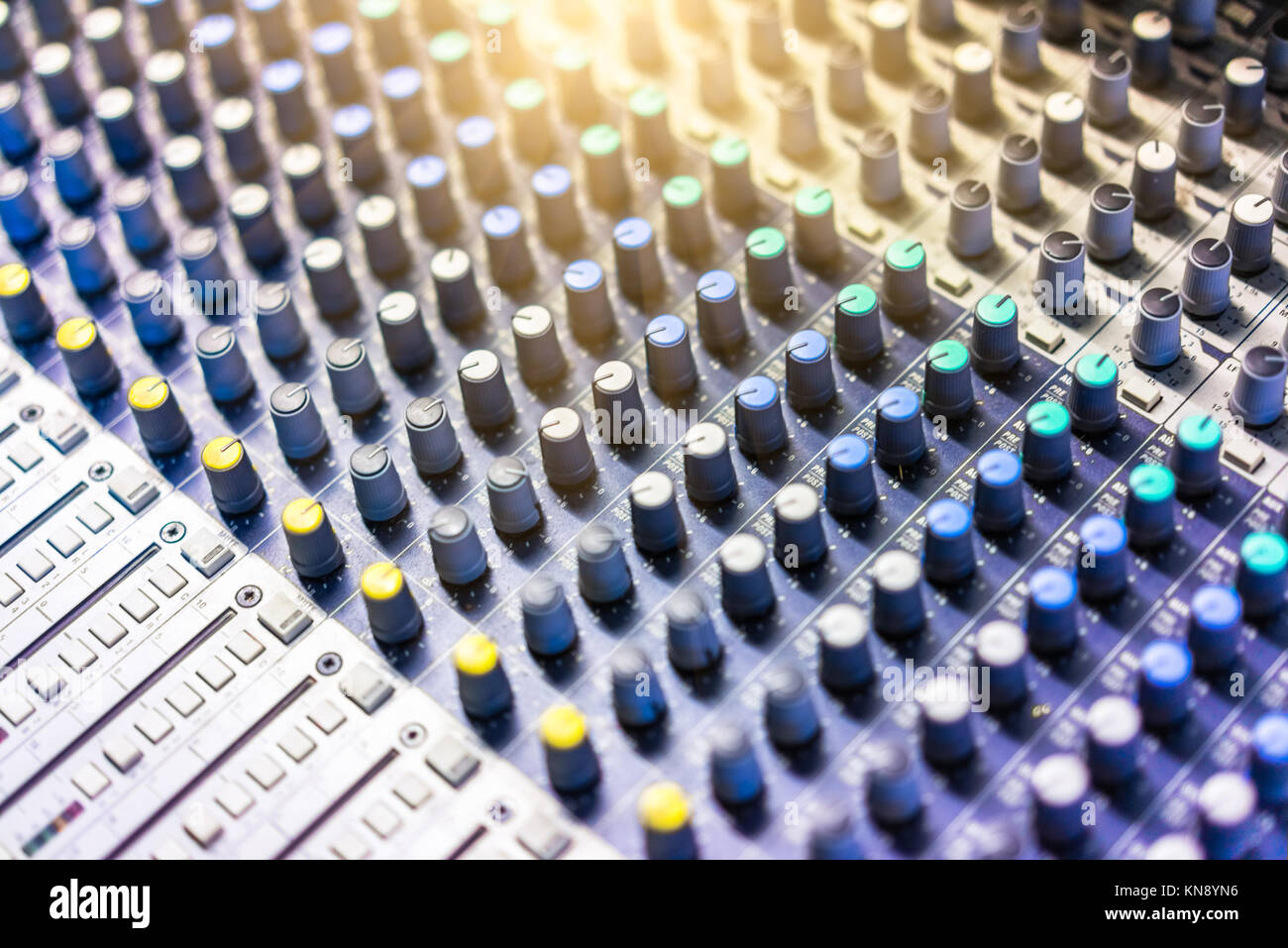 Full Frame Geschossen von Sound Recording Equipment. Stockfoto