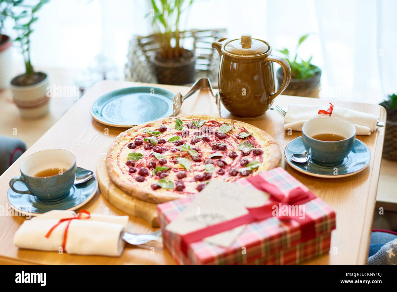 Serviert Weihnachten Tabelle Stockfoto