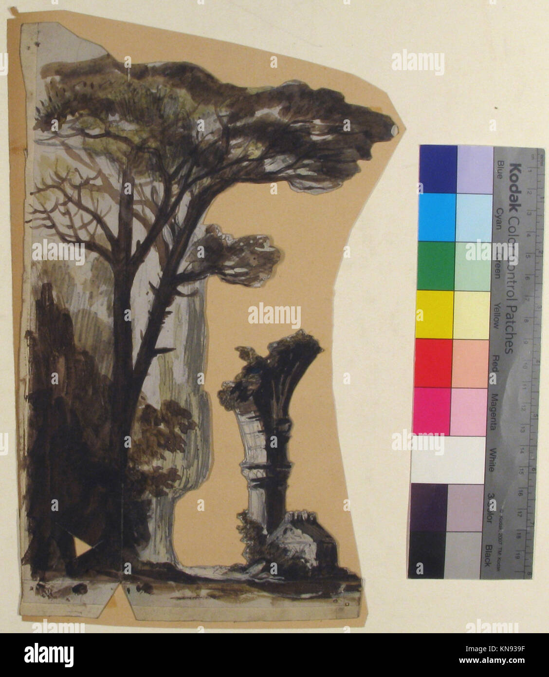 Dieser Bühnenentwurf für die Pariser Oper veranschaulicht die Pracht und die theatralische Tradition der damaligen Zeit und zeigt ausgeklügelte Bühnenbilder, die in Opernaufführungen verwendet wurden. Stockfoto