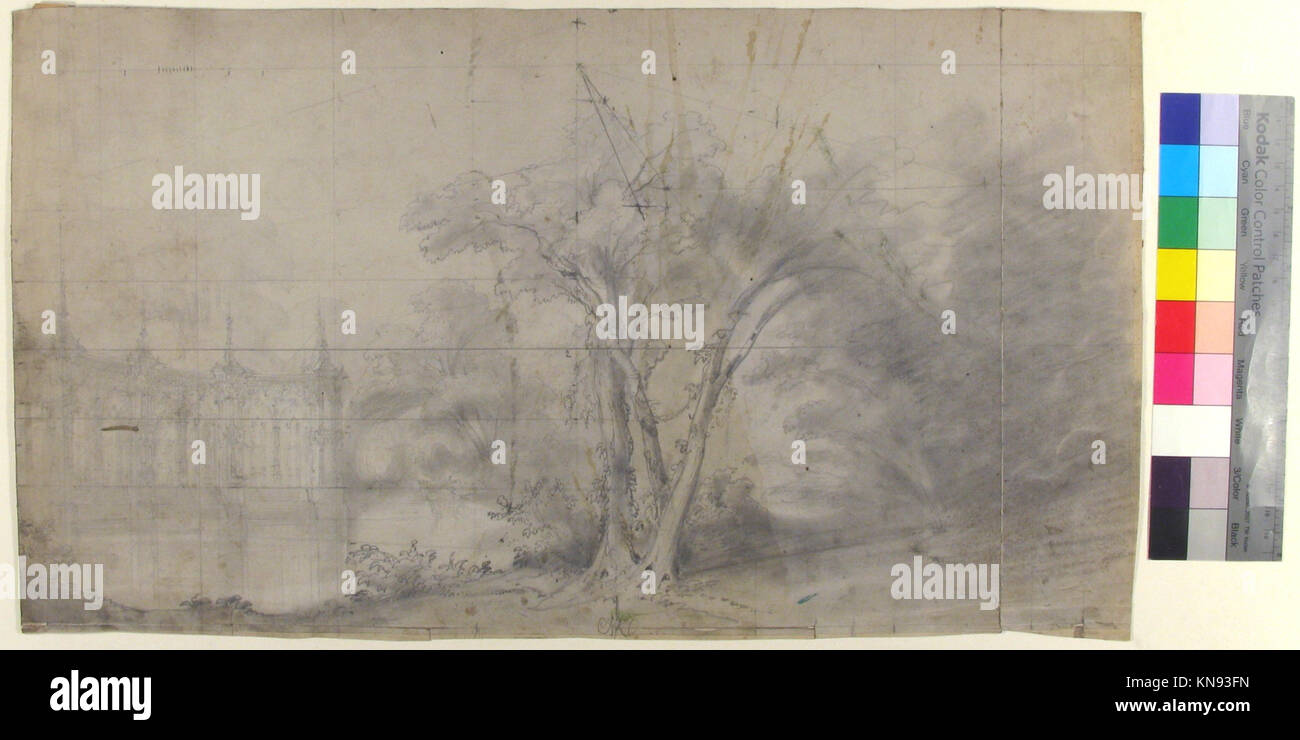 Das Bühnenbild an der Pariser Opéra (MET 53.668.208) veranschaulicht die französische Theaterplanung und verbindet künstlerische Vision mit architektonischen Elementen für die Performance. Stockfoto