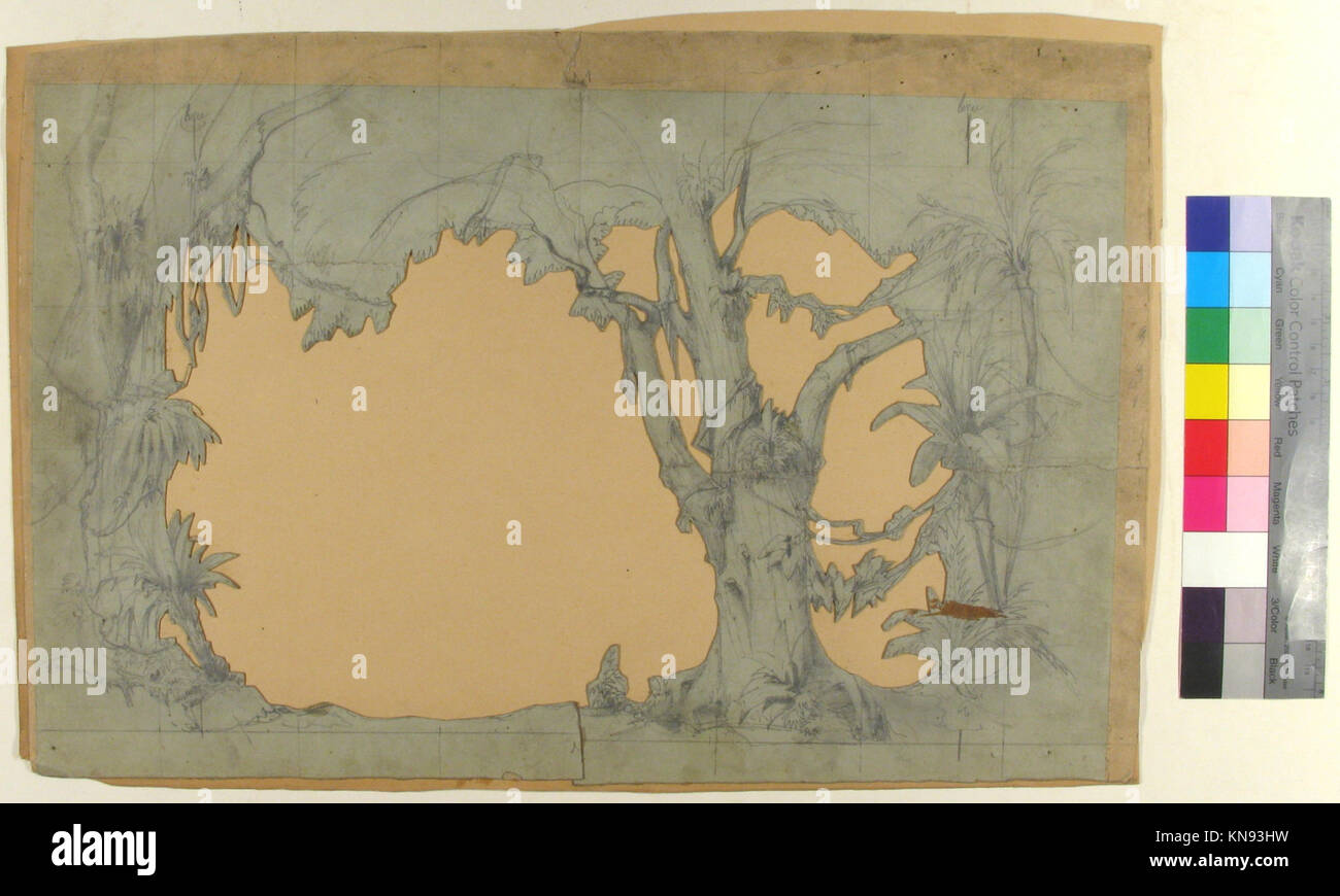 Ein Bühnenbild für die Opéra in Paris zeigt künstlerische und architektonische Stile, die in historischen Theaterproduktionen verwendet werden. Stockfoto