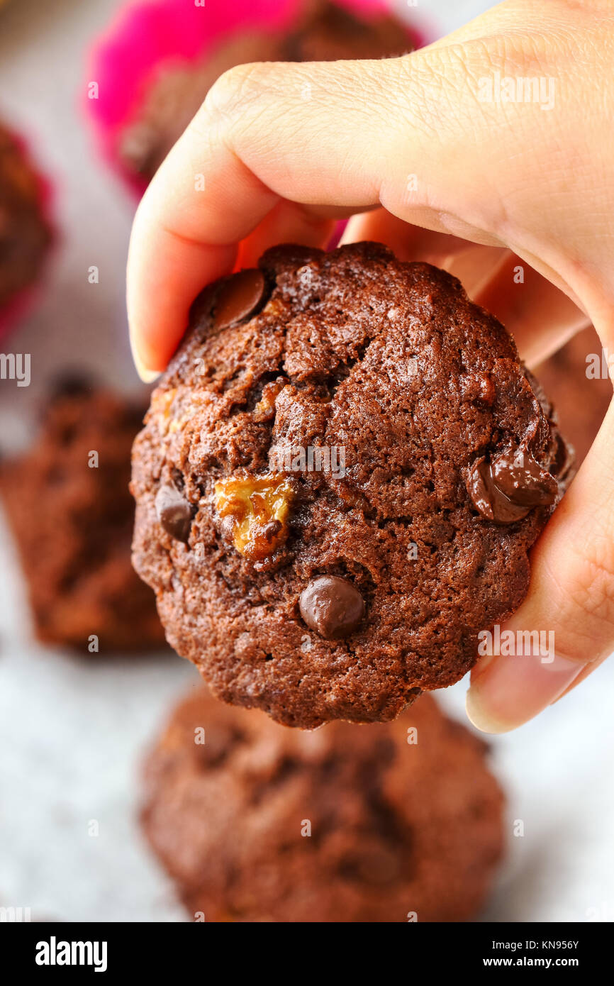 Hausgemachte Schokolade Banana Muffins Stockfoto