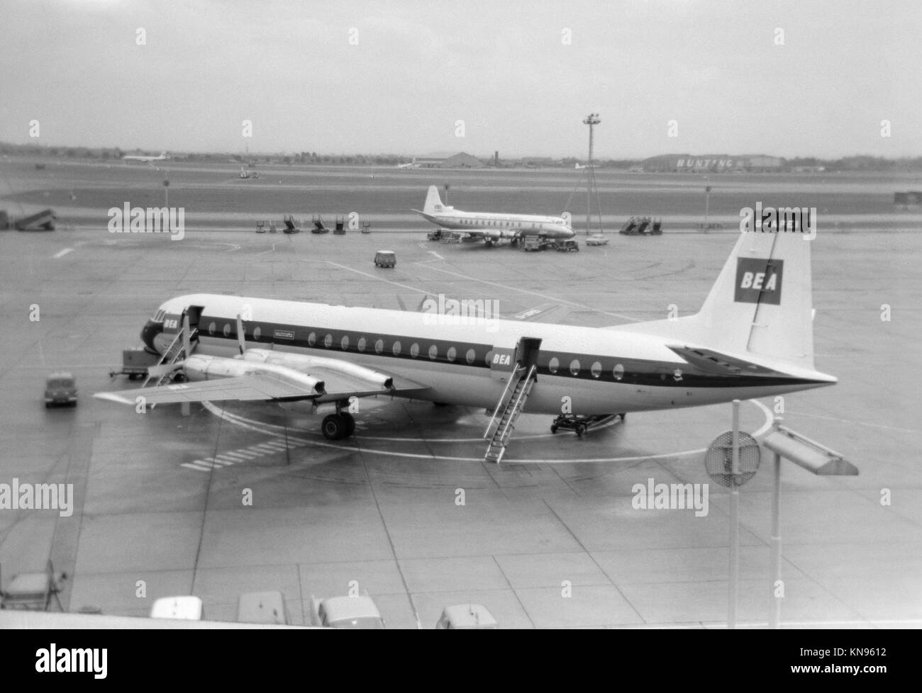 Vickers Vanguard G-Wiese, die von der British European Airways (BEA), am Flughafen London Heathrow in den 1960er Jahren genommen. Stockfoto