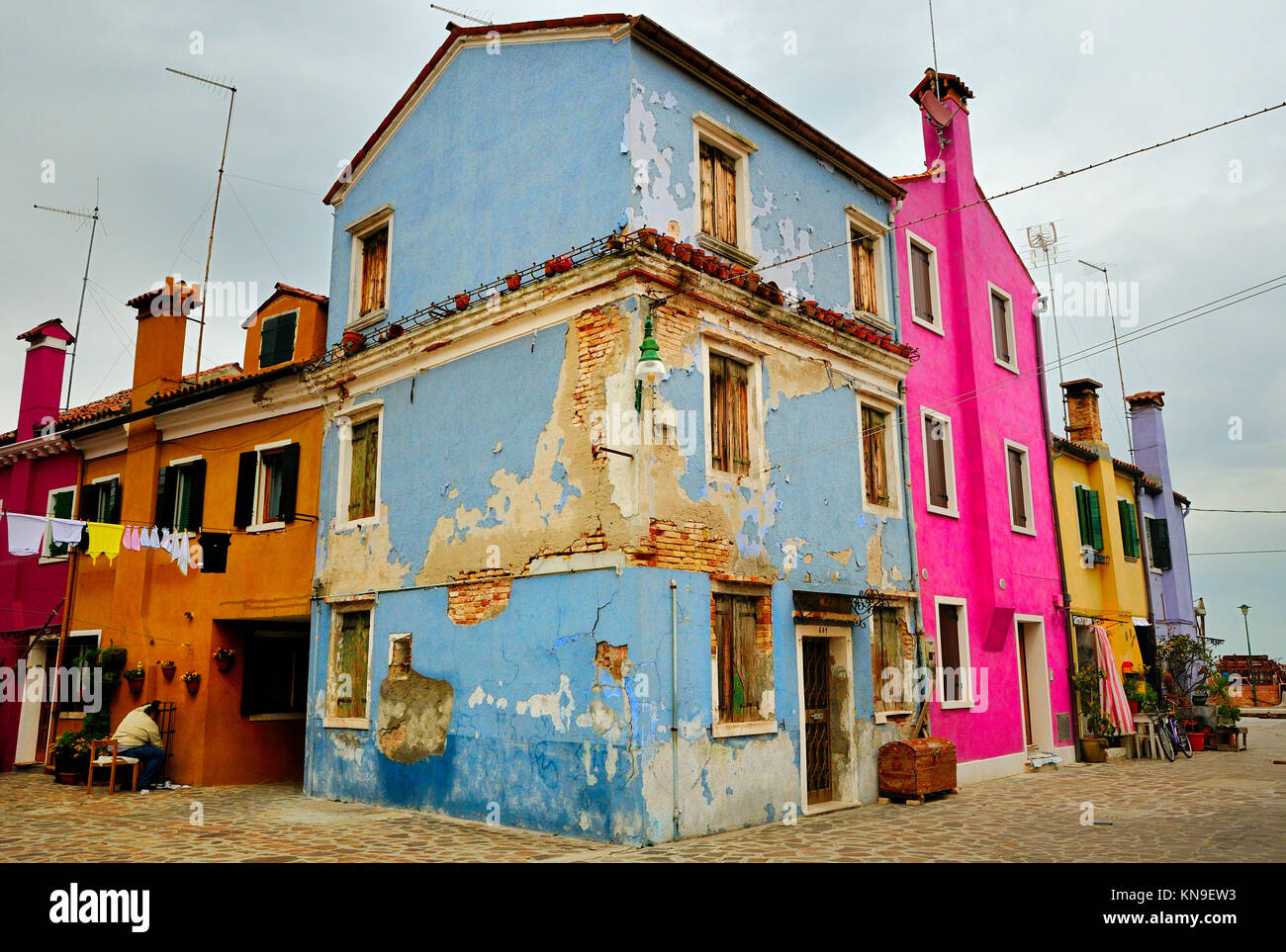 Leeres Haus für Verkauf auf Burano, Venedig Stockfoto