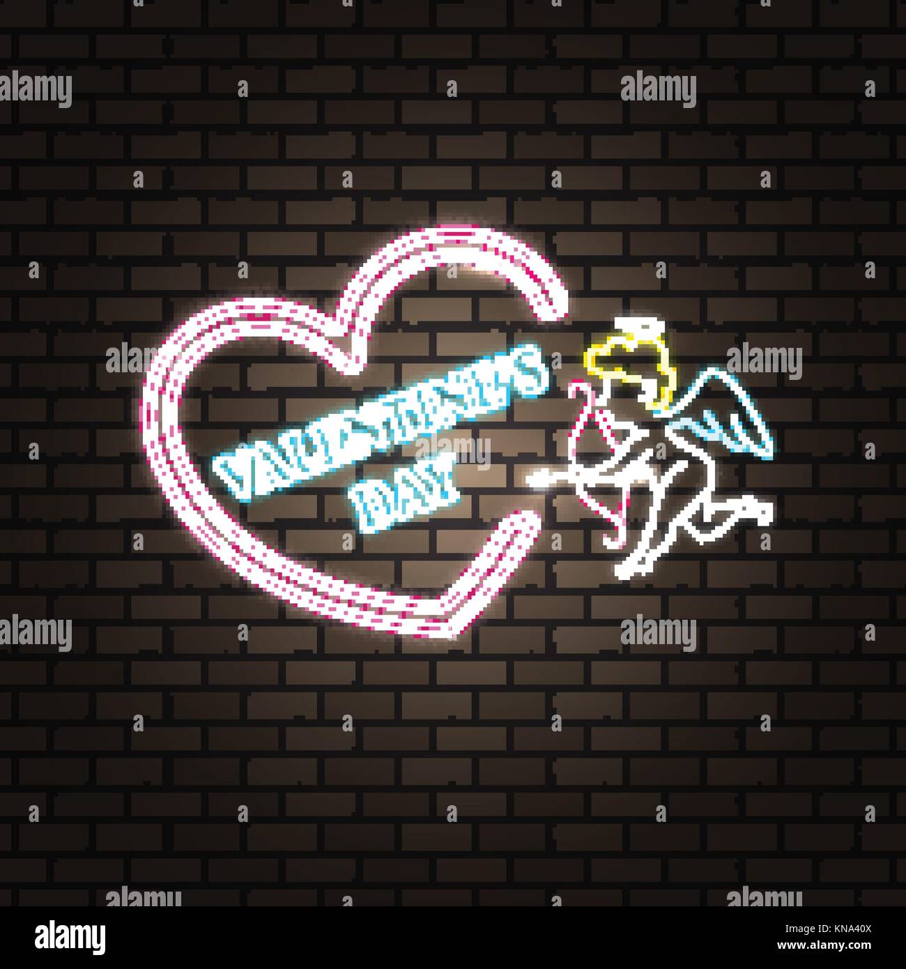 Neon text Valentines Tag banner Stock Vektor