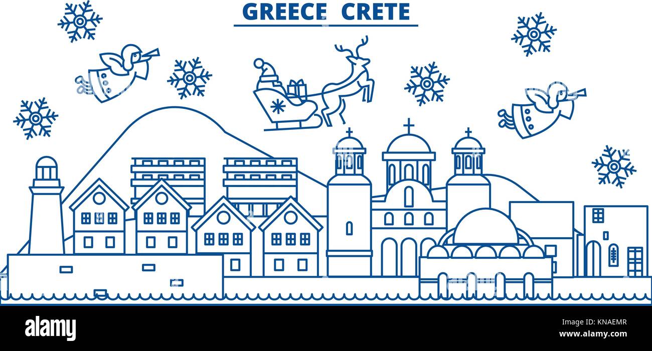 Weihnachten 2022 Griechenland Griechenland, Kreta im Winter die Skyline der Stadt. frohe Weihnachten