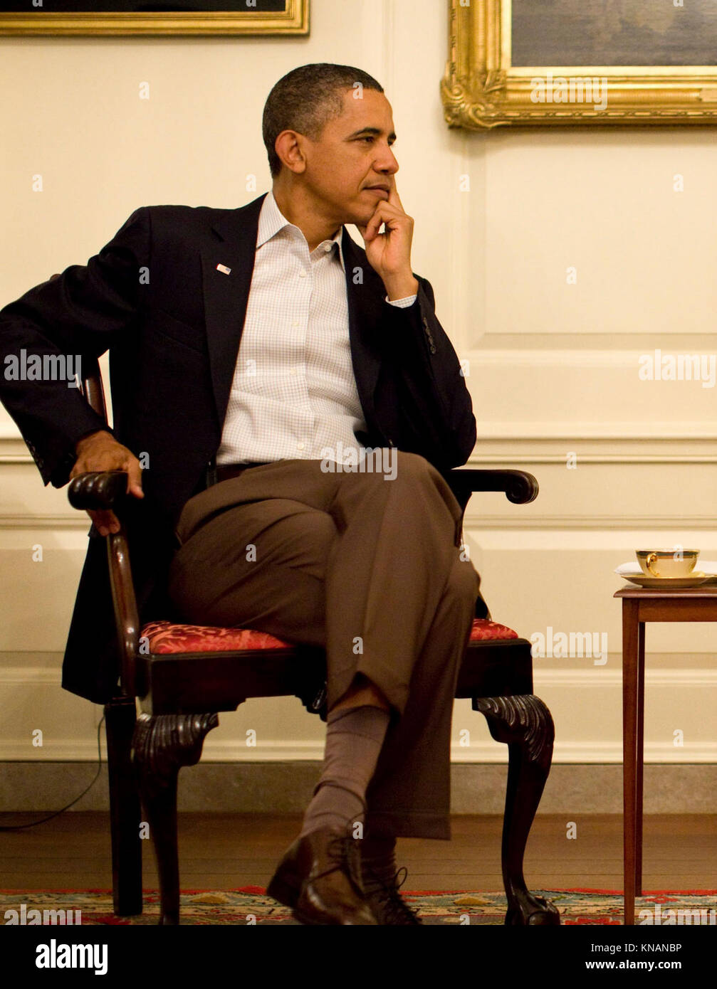 Barack Obama Portrait Sitzen Stockfotografie Alamy