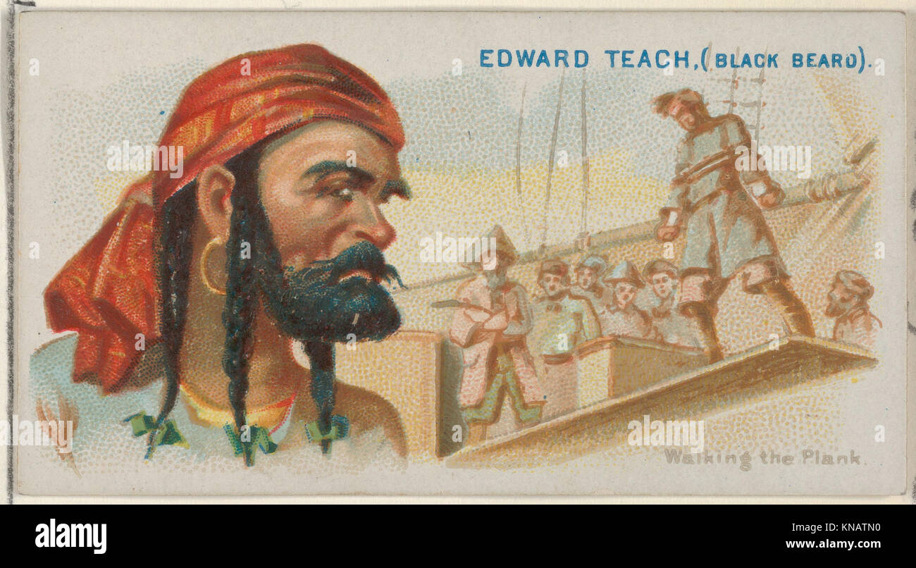 Edward Teach (schwarzen Bart), Wandern die Planke, von den Piraten der Spanischen Main-Serie (N19) für Allen & Ginter Zigaretten MET DP 835032 408881 Stockfoto