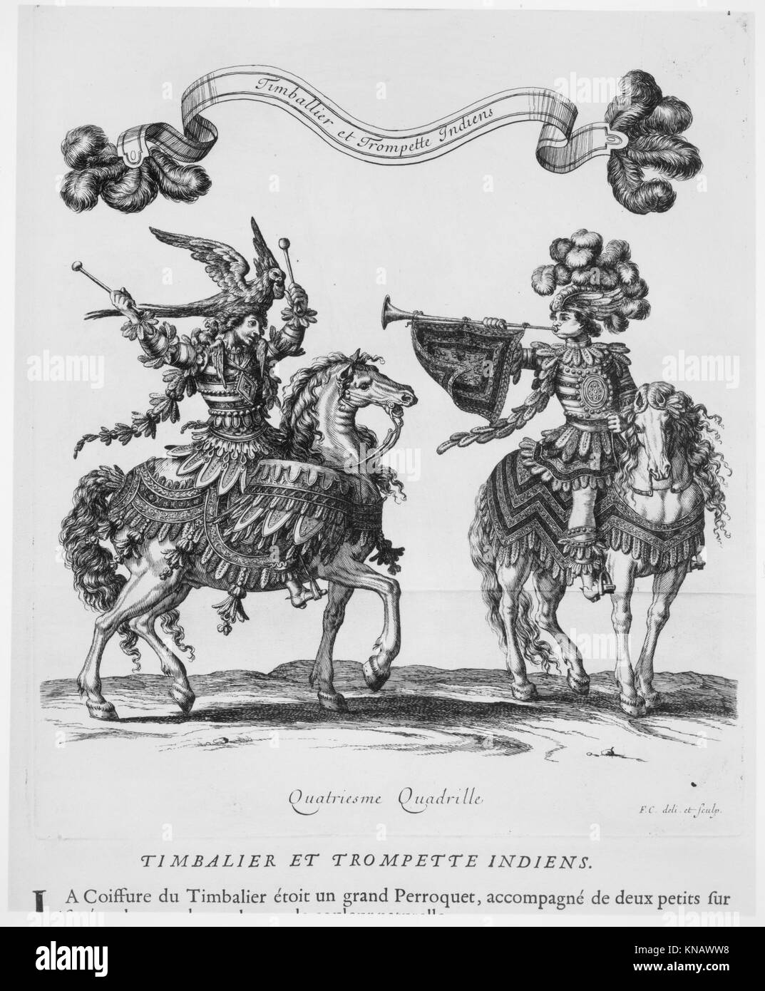Dieser französische Druck von 1662 zeigt Pferderennen und Ringveranstaltungen, die vom König und den Höflingen organisiert wurden, und hebt die zeremonielle, erholsame und kulturelle Bedeutung königlicher Aktivitäten hervor. Stockfoto