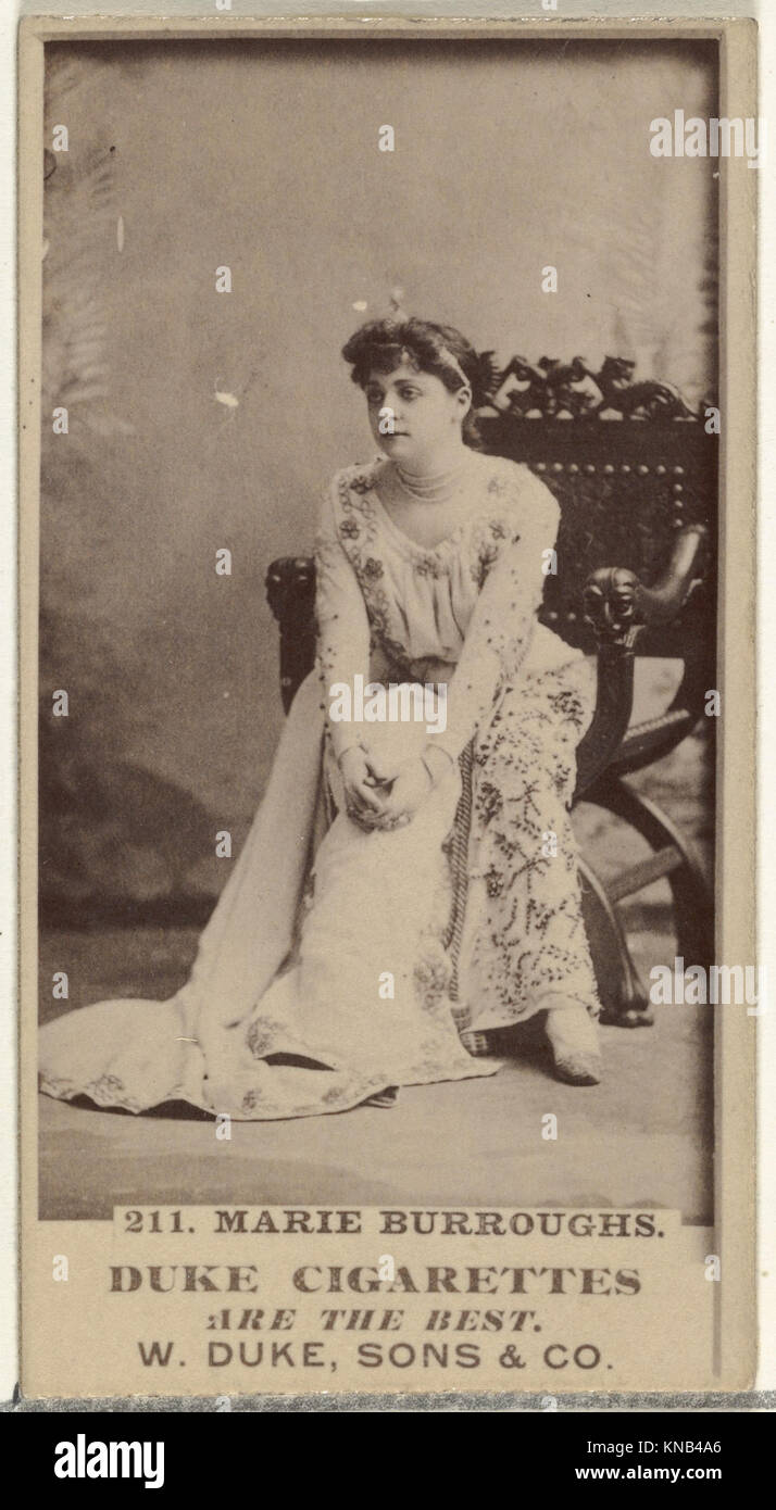 Eine Karte aus der Serie „Schauspieler und Schauspielerinnen“ mit Marie Burroughs, herausgegeben von Duke Sons & Co. Zur Förderung von Duke Zigaretten, die die Kultur und Werbung der Prominenten des frühen 20. Jahrhunderts widerspiegelt. Stockfoto