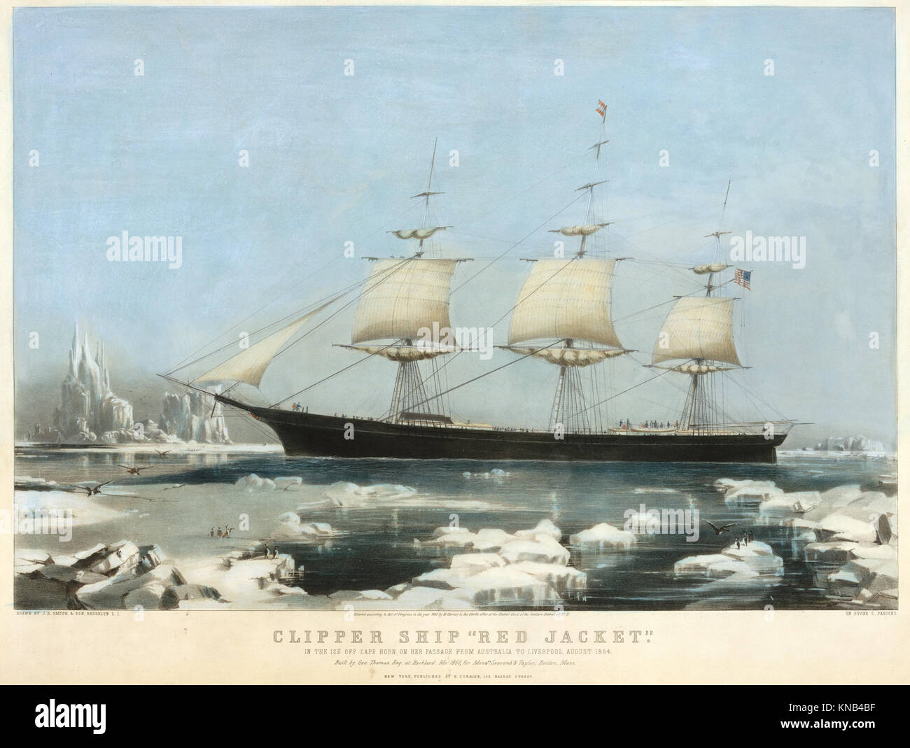 Clipper Ship rote Jacke im Eis Kap Horn, auf Ihrem Weg von Australien, bis Liverpool, August 1854 MET DT 2036 371973 Stockfoto