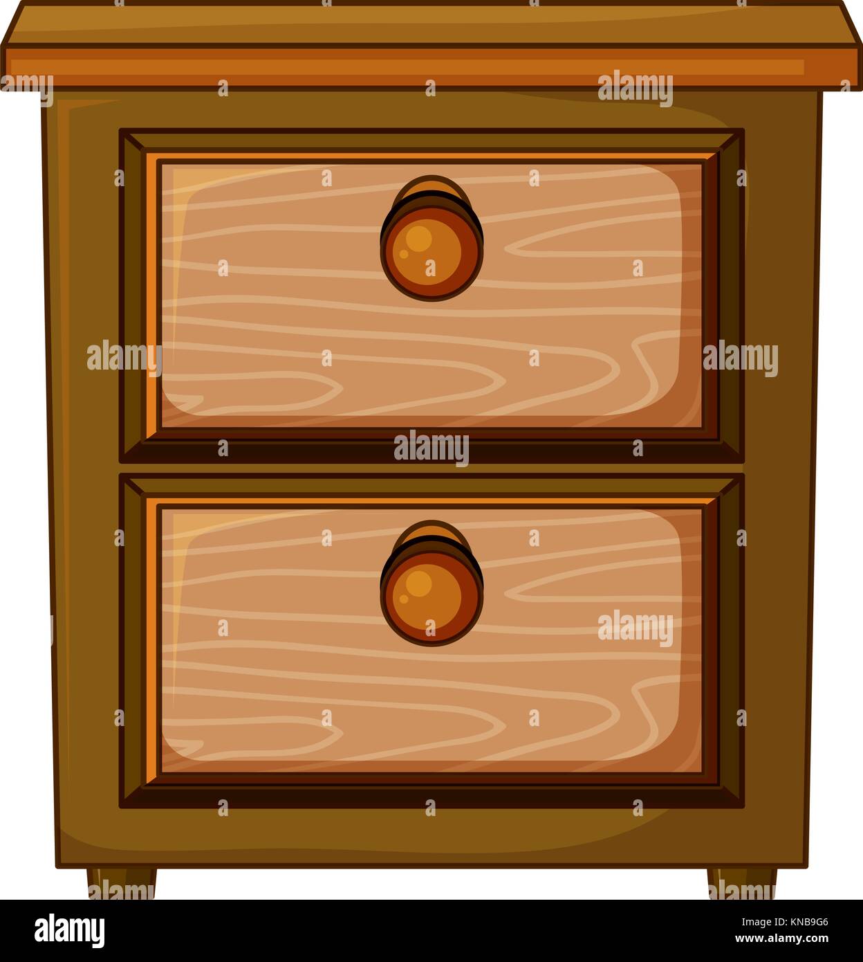 Abbildung eines hölzernen Schublade auf weißem Hintergrund Stock Vektor