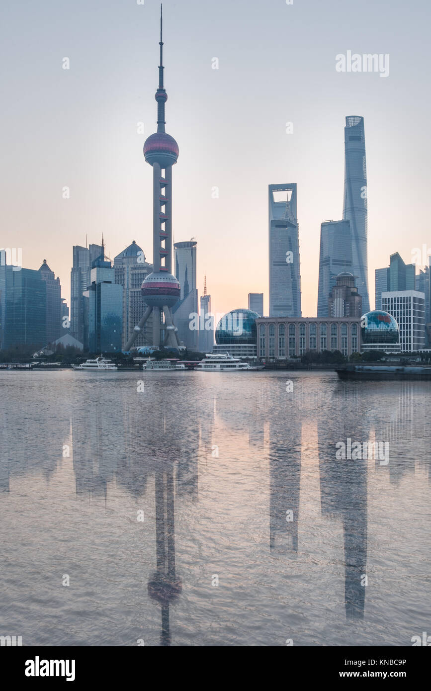 Wahrzeichen von Shanghai, Bau Gruppe in China. Stockfoto