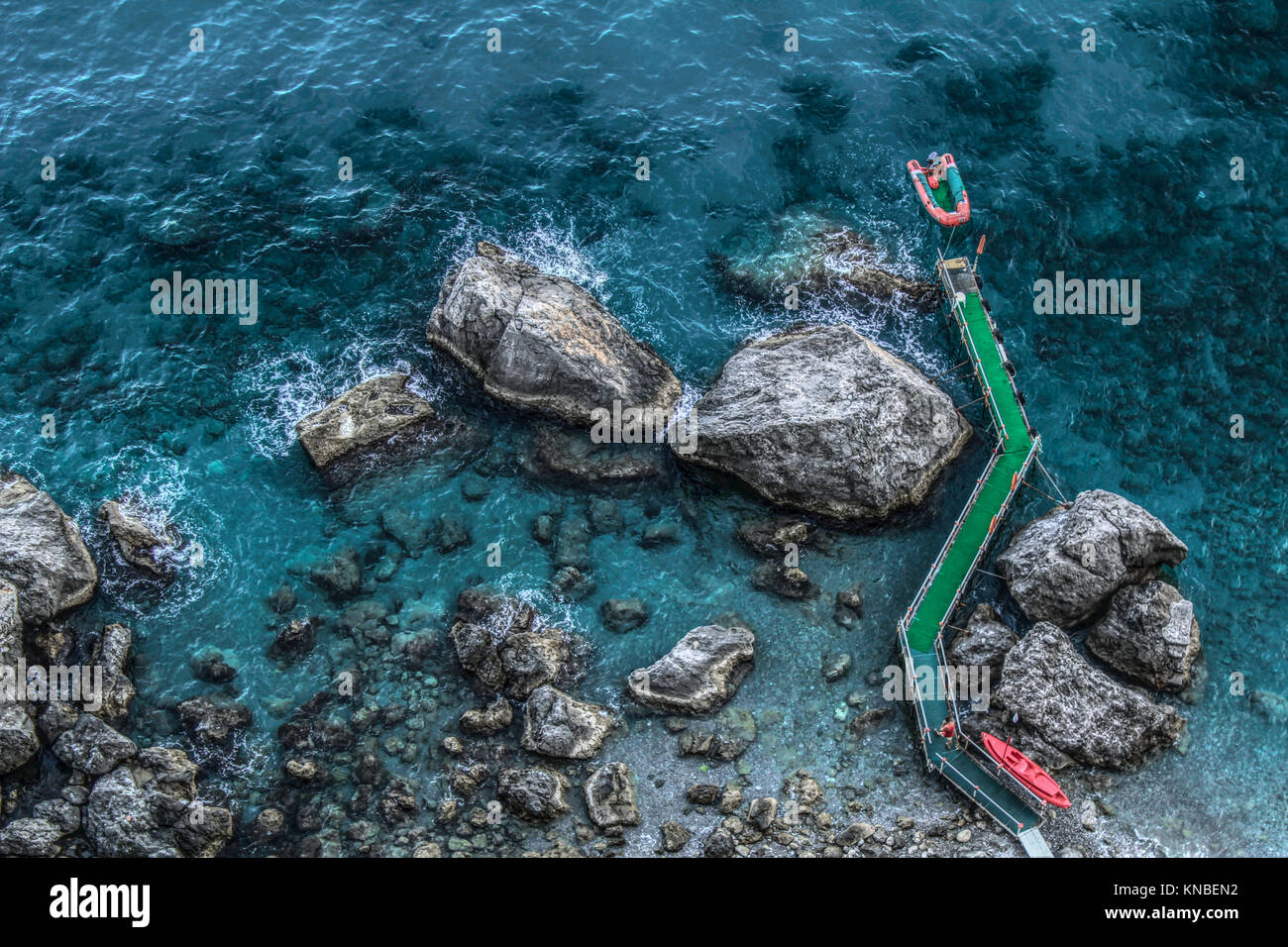 Luftaufnahme, tollen Strand in Amalfi Stadt - Provinz Salerno Stockfoto