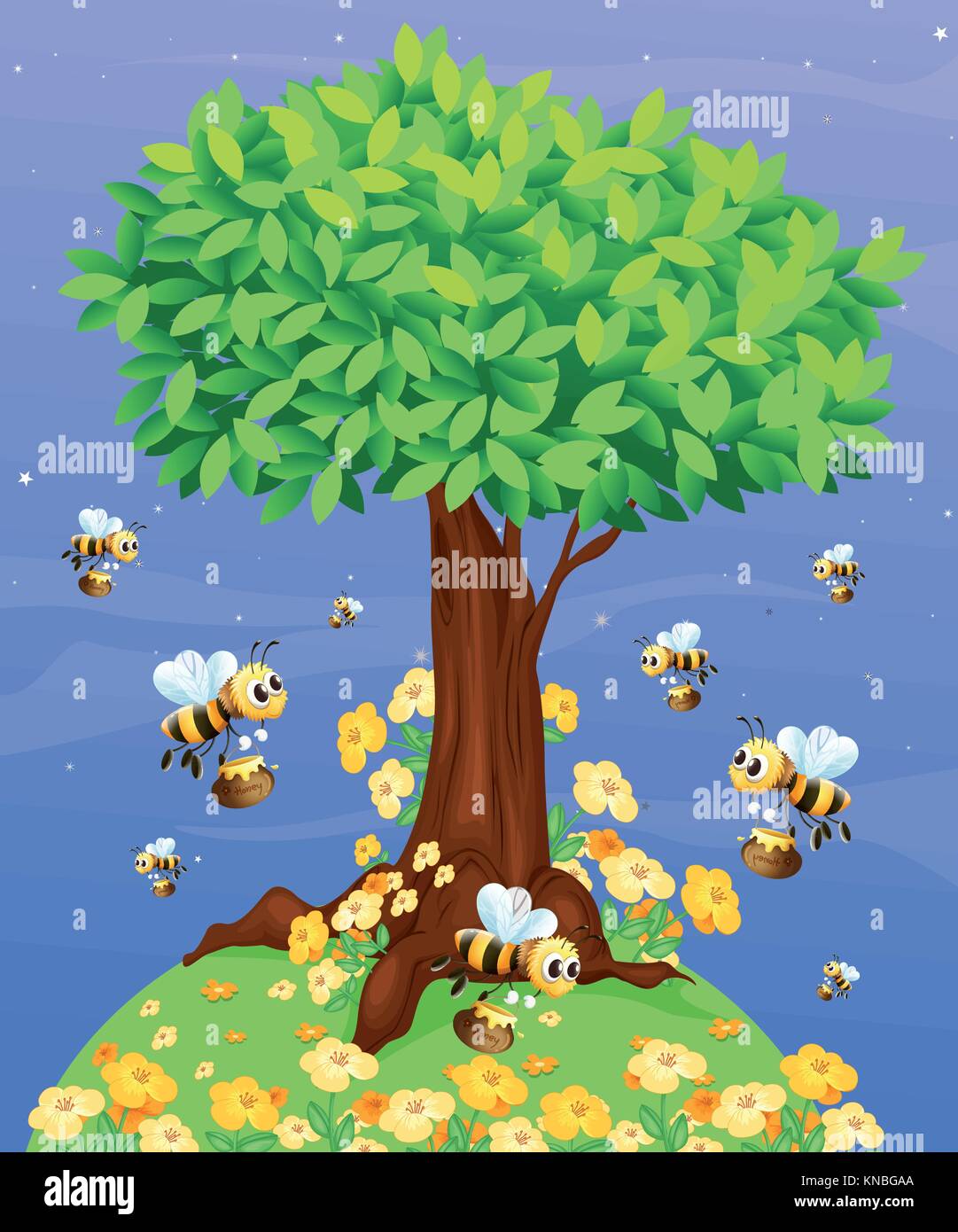 Abbildung ein Baum mit Bienen Alamy